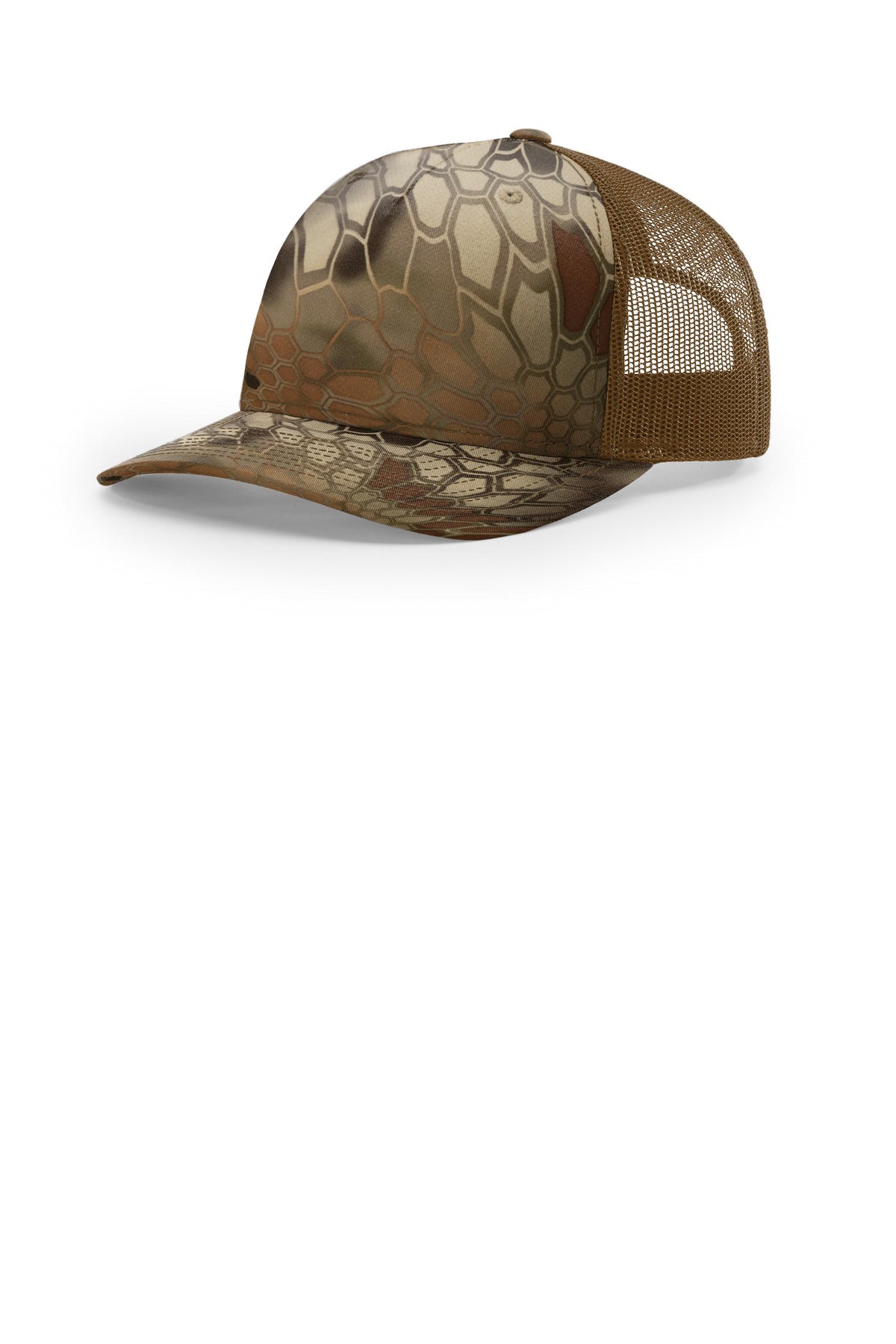 Custom logo Richardson Printed Five-Panel Trucker 112PFP in Kryptek Highlander/ Buck