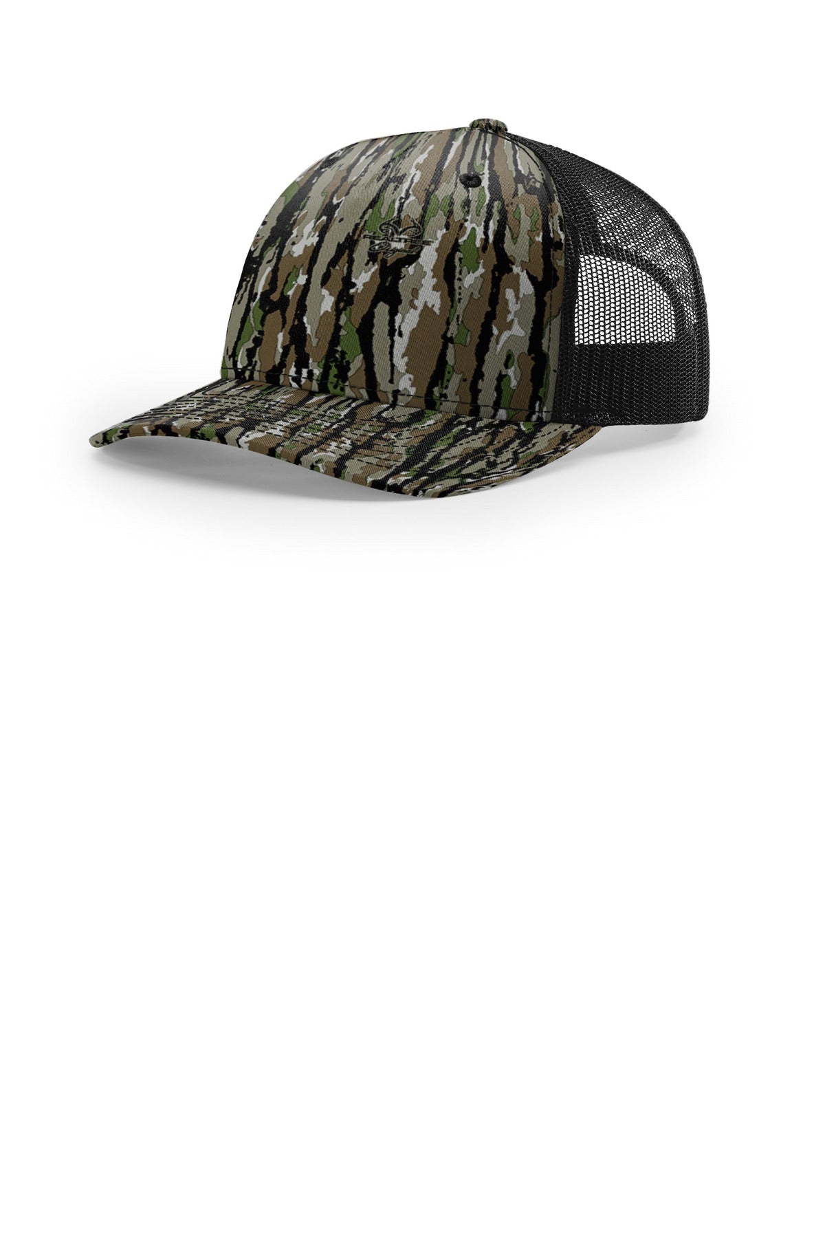 Custom logo Richardson Printed Five-Panel Trucker 112PFP in Realtree Original/ Black