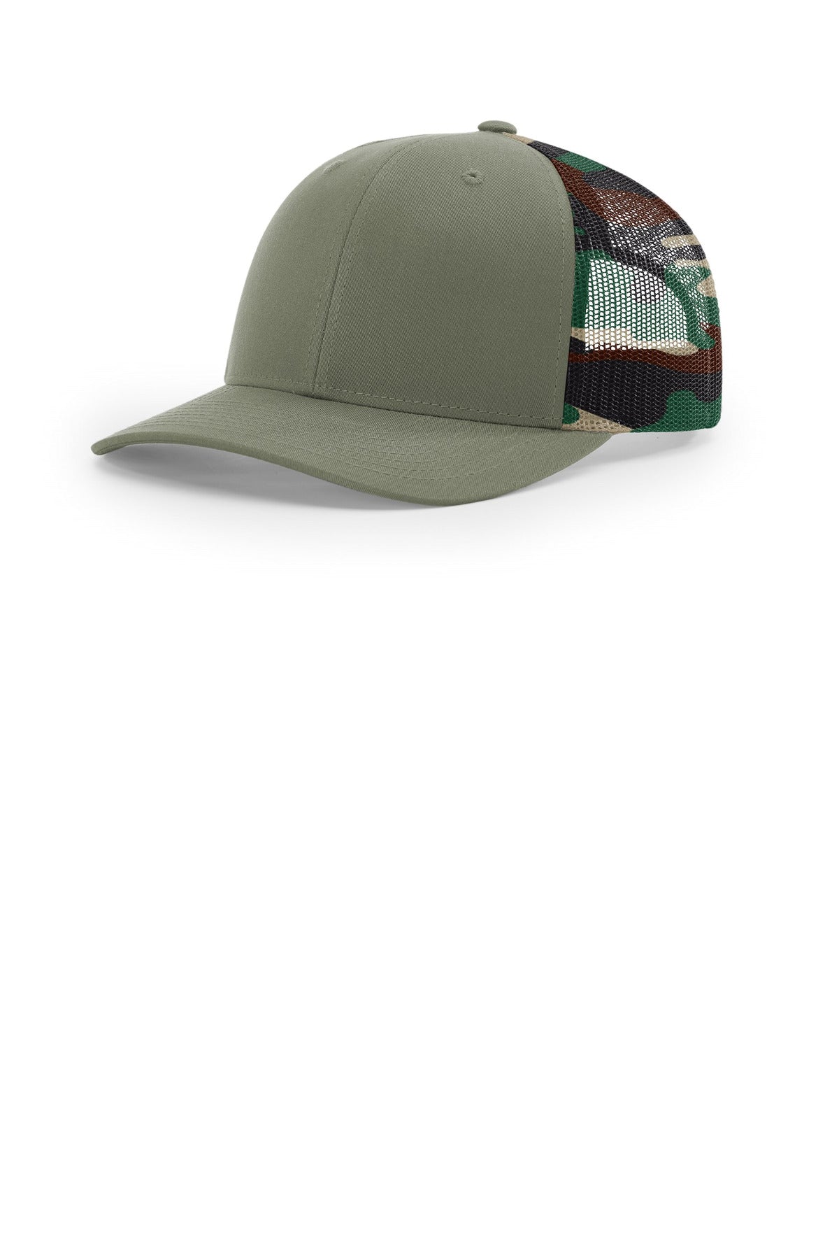 Custom logo Richardson Printed Mesh Trucker 112PM in Loden/ Green Camo