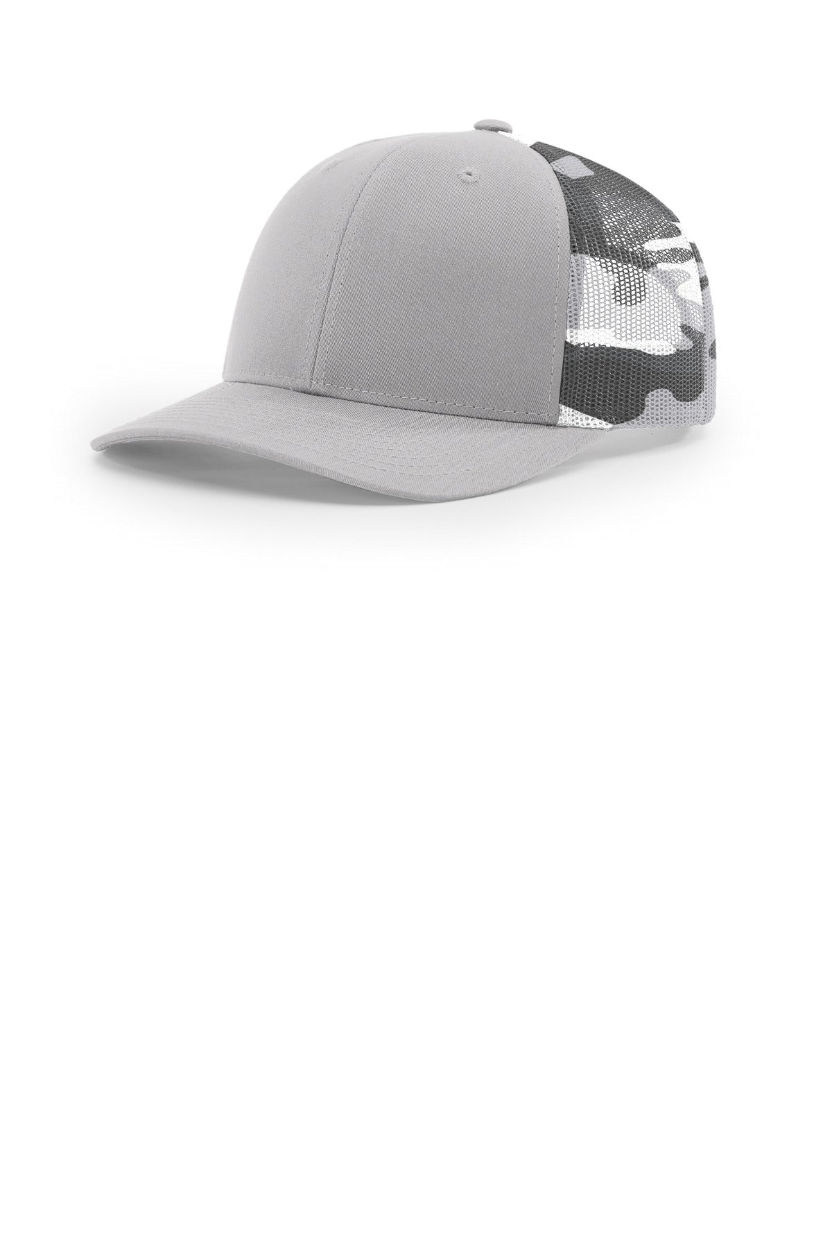 Custom logo Richardson Printed Mesh Trucker 112PM in Silver/ Grey Camo