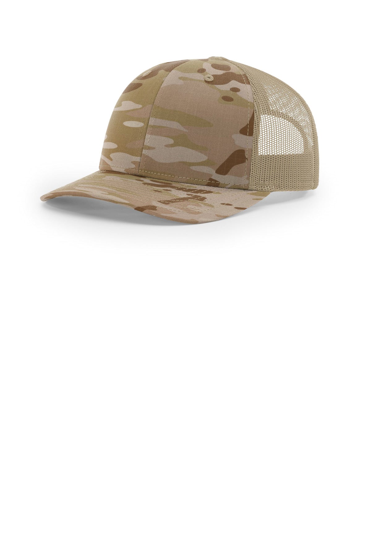 Custom logo Richardson Printed Tactical Trucker 112PT in Multicam Arid/ Tan
