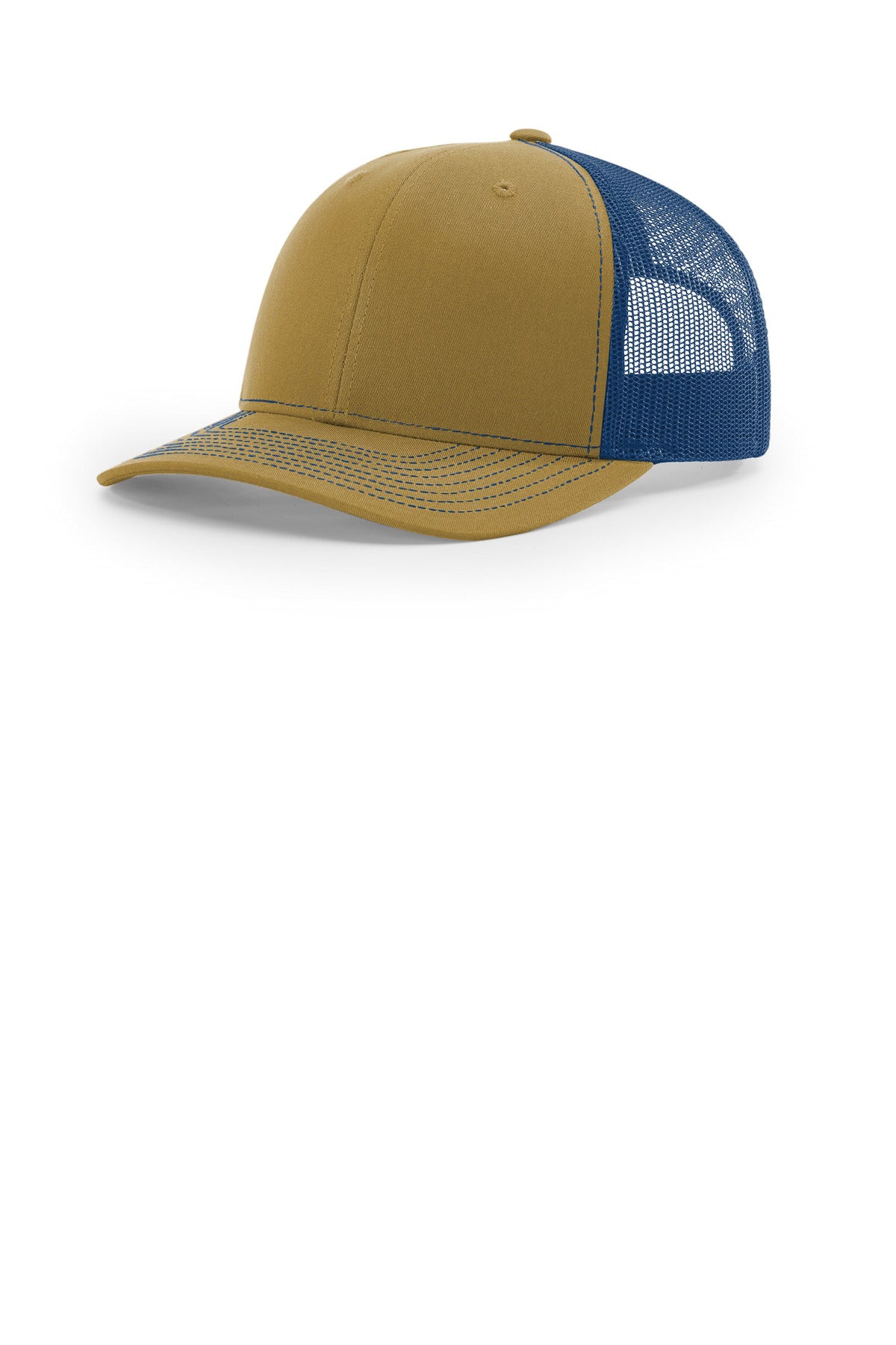 Custom logo Richardson Trucker Cap 112 in Biscuit/ True Blue