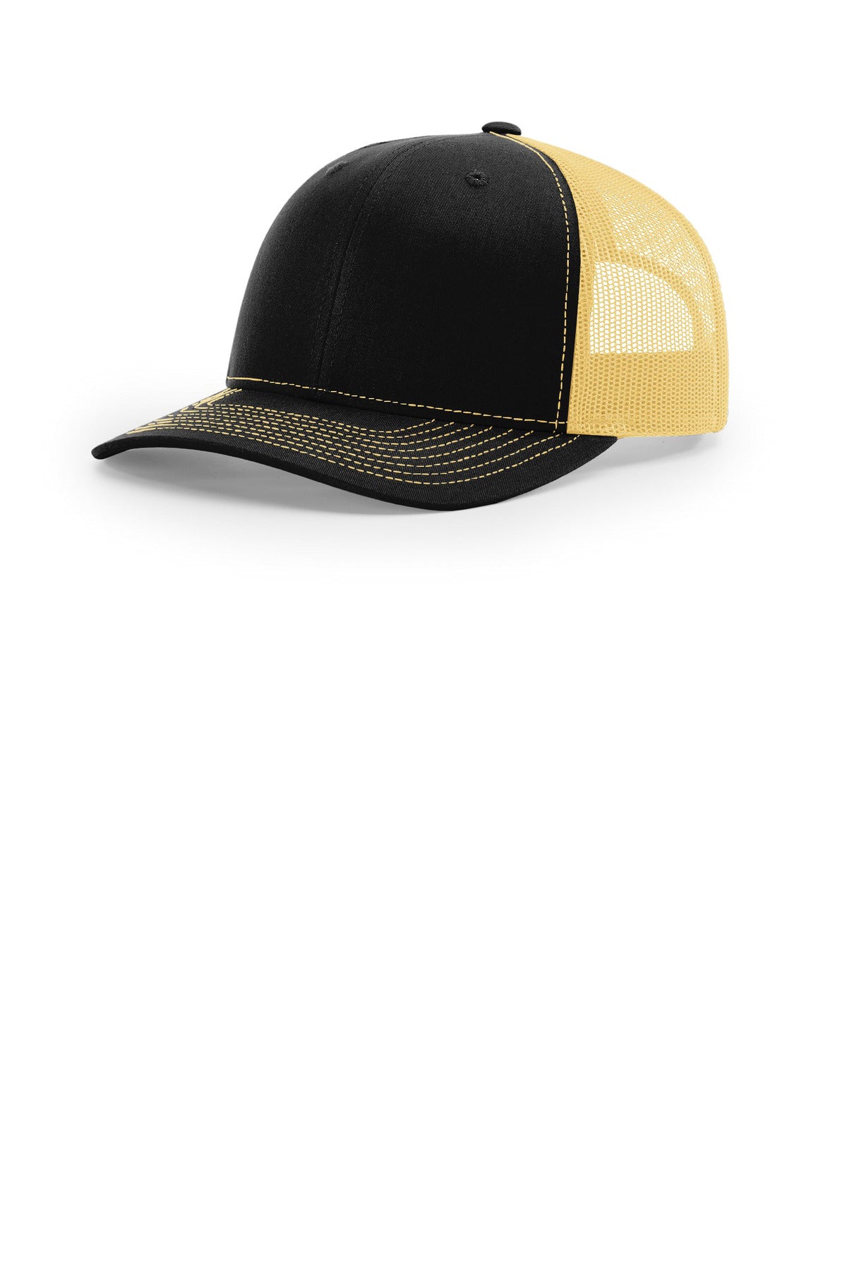 Custom logo Richardson Trucker Cap 112 in Black/ Vegas Gold