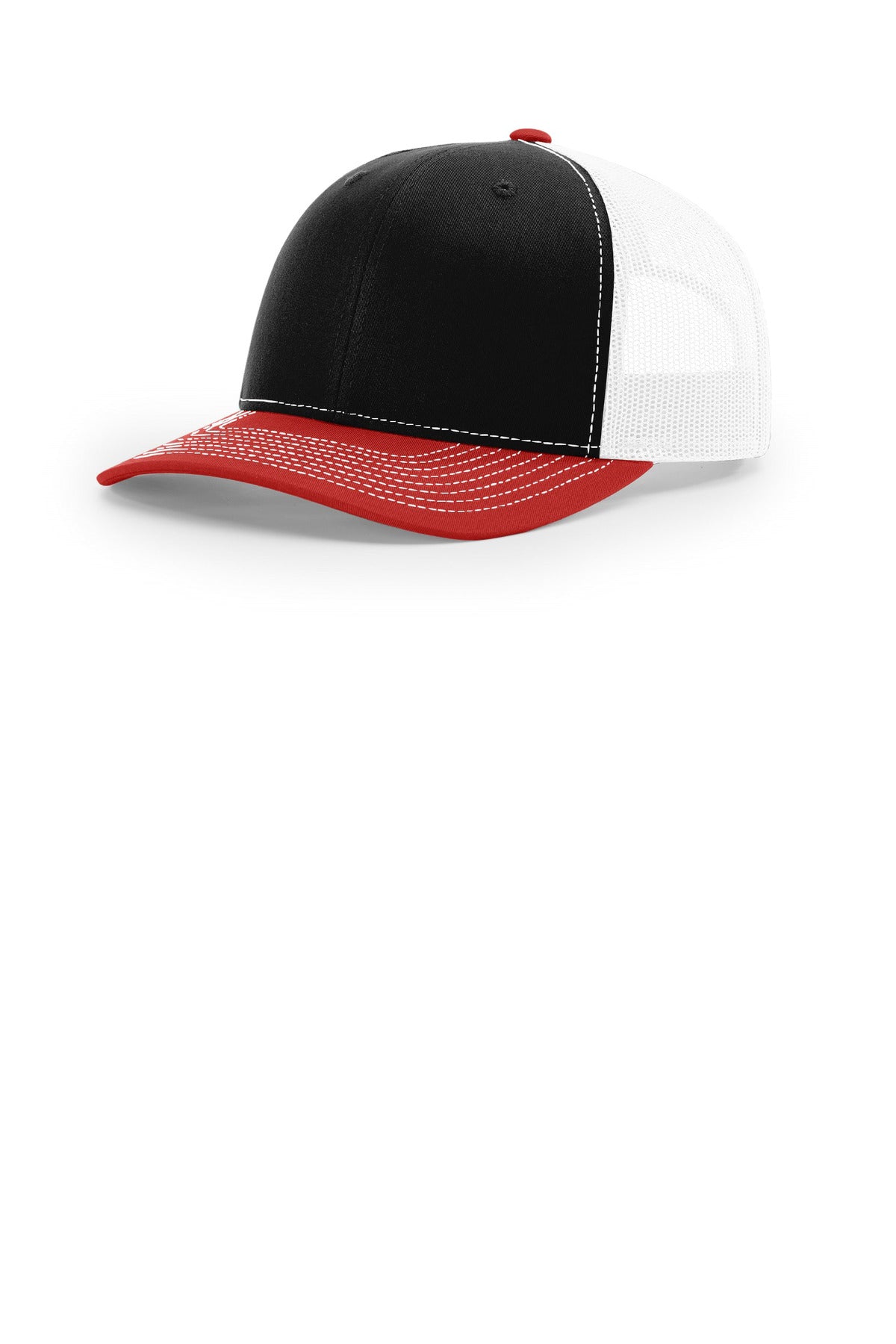 Custom logo Richardson Trucker Cap 112 in Black/ White/ Red