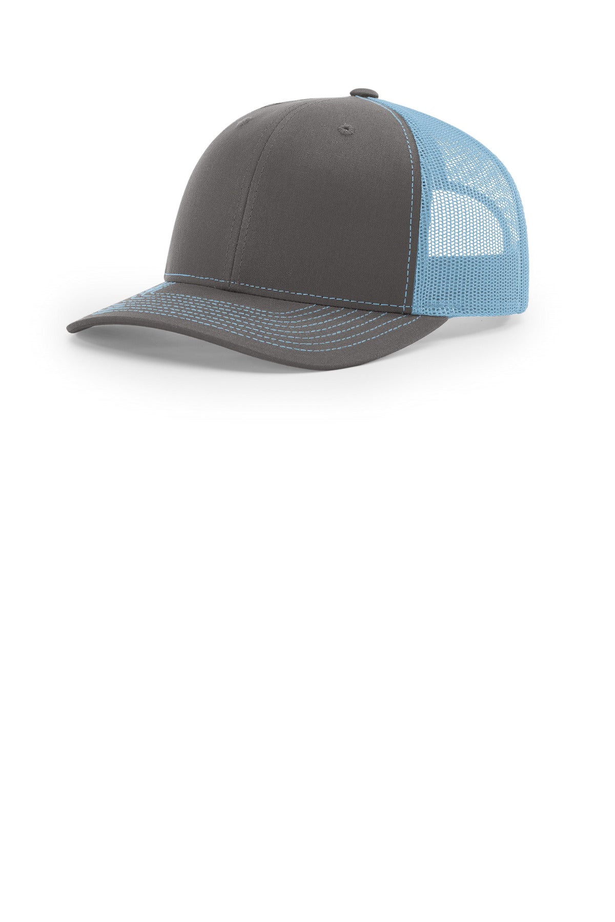 Custom logo Richardson Trucker Cap 112 in Charcoal/ Columbia Blue