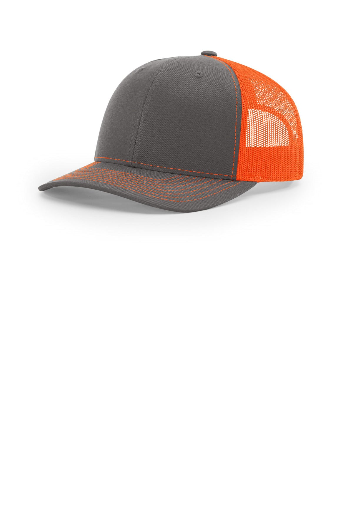 Custom logo Richardson Trucker Cap 112 in Charcoal/ Neon Orange