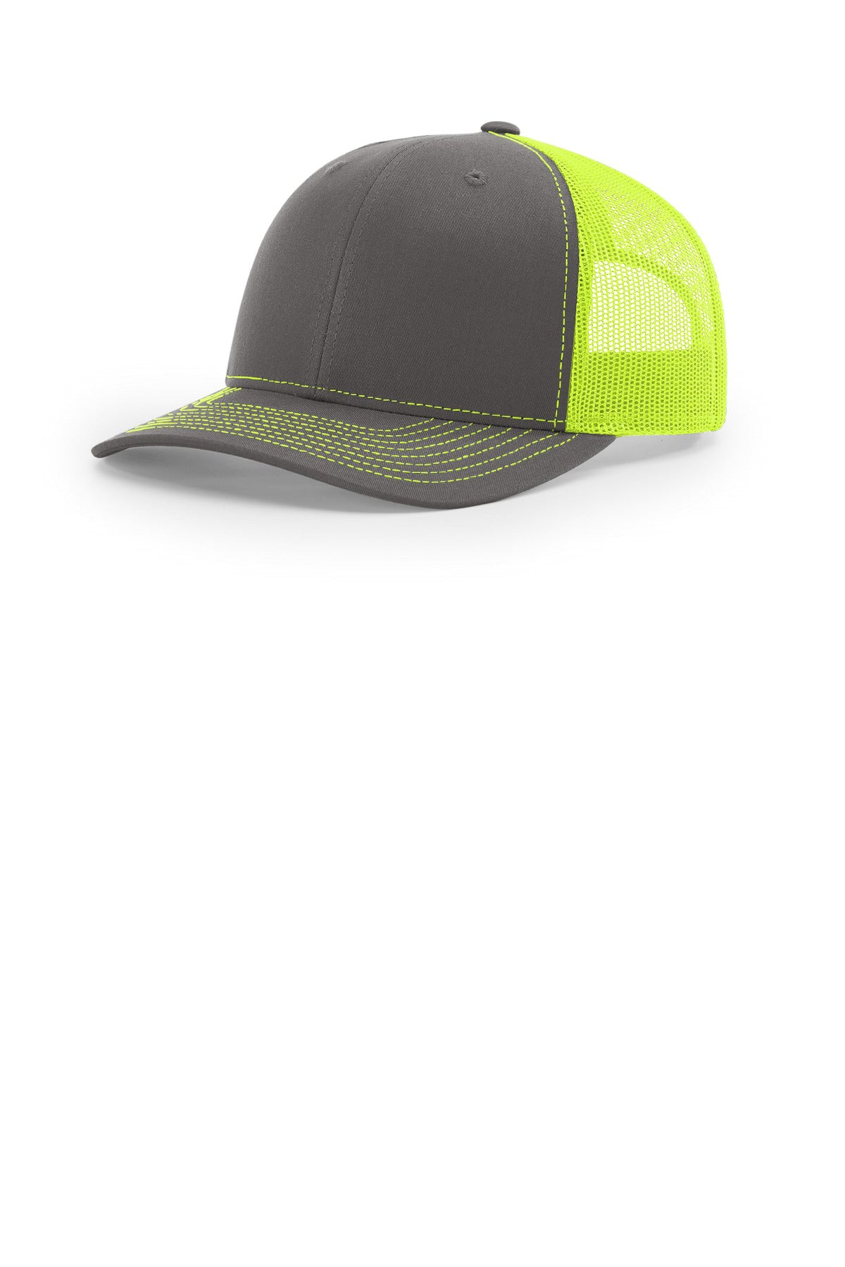 Custom logo Richardson Trucker Cap 112 in Charcoal/ Neon Yellow