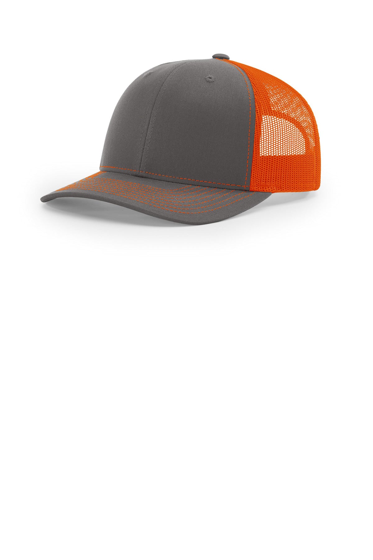 Custom logo Richardson Trucker Cap 112 in Charcoal/ Orange
