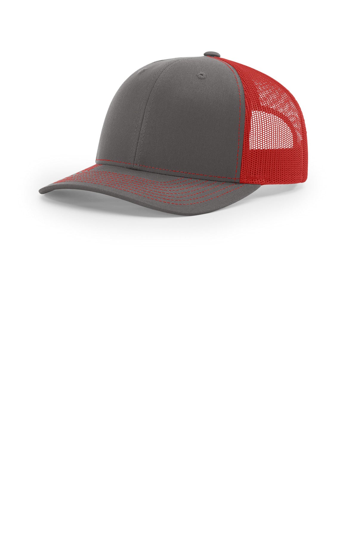 Custom logo Richardson Trucker Cap 112 in Charcoal/ Red