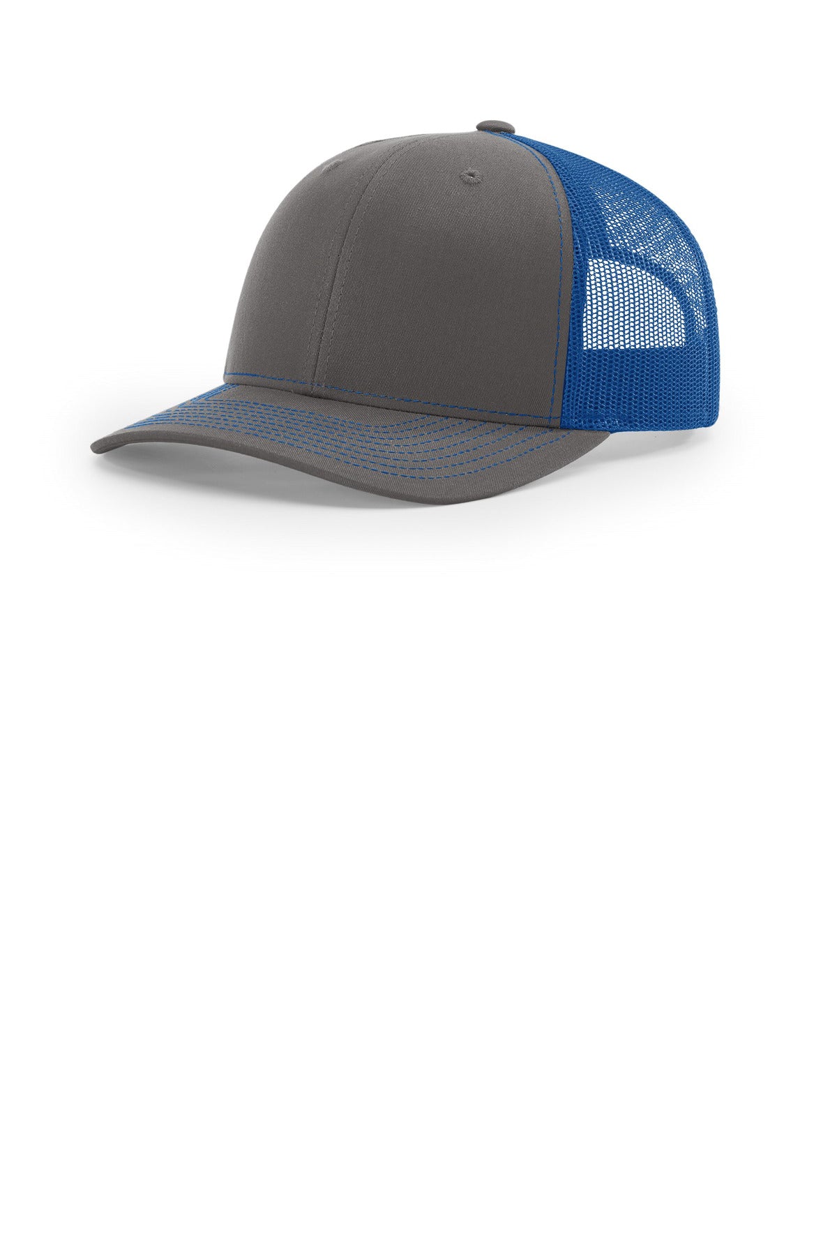 Custom logo Richardson Trucker Cap 112 in Charcoal/ Royal