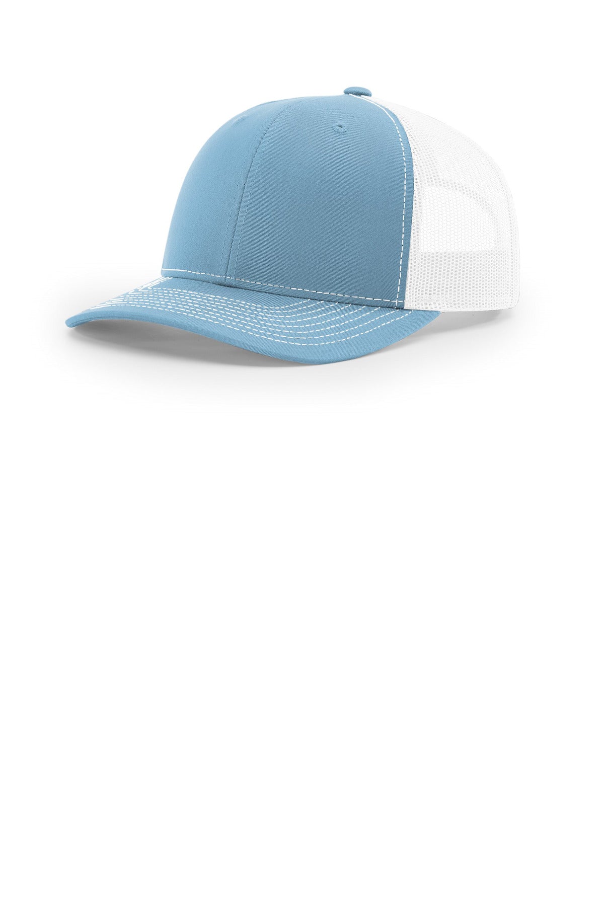 Custom logo Richardson Trucker Cap 112 in Columbia Blue/ White