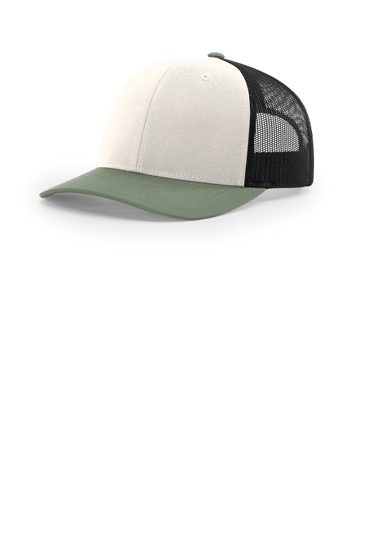 Custom logo Richardson Trucker Cap 112 in Cream/ Black/ Loden