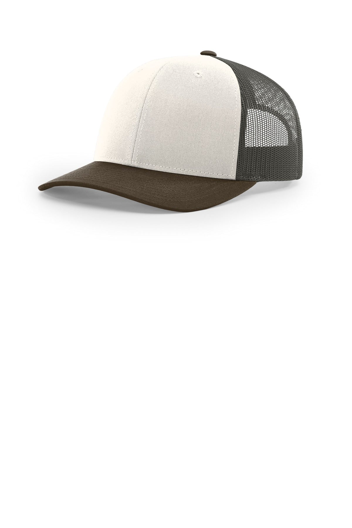 Custom logo Richardson Trucker Cap 112 in Cream/ Grey Brown/ Brown