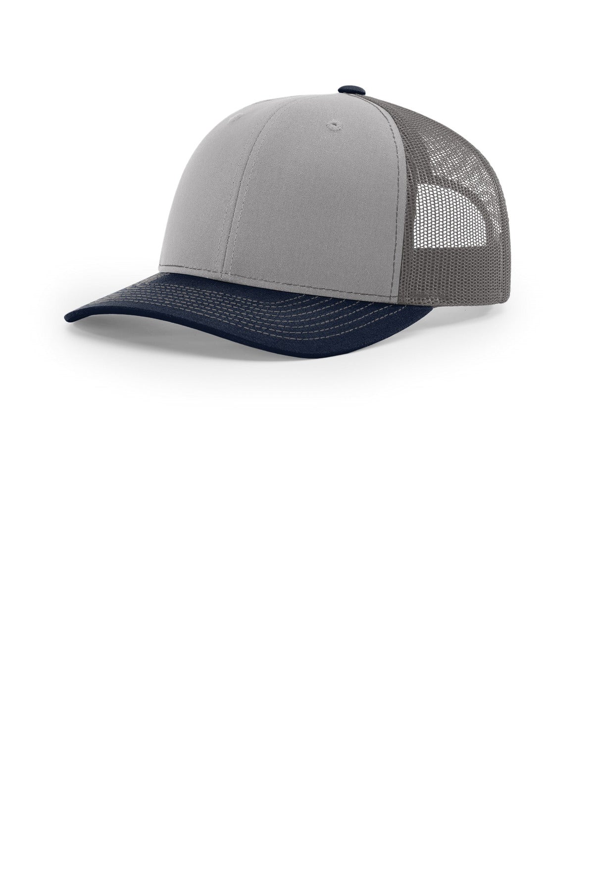 Custom logo Richardson Trucker Cap 112 in Grey/ Charcoal/ Navy