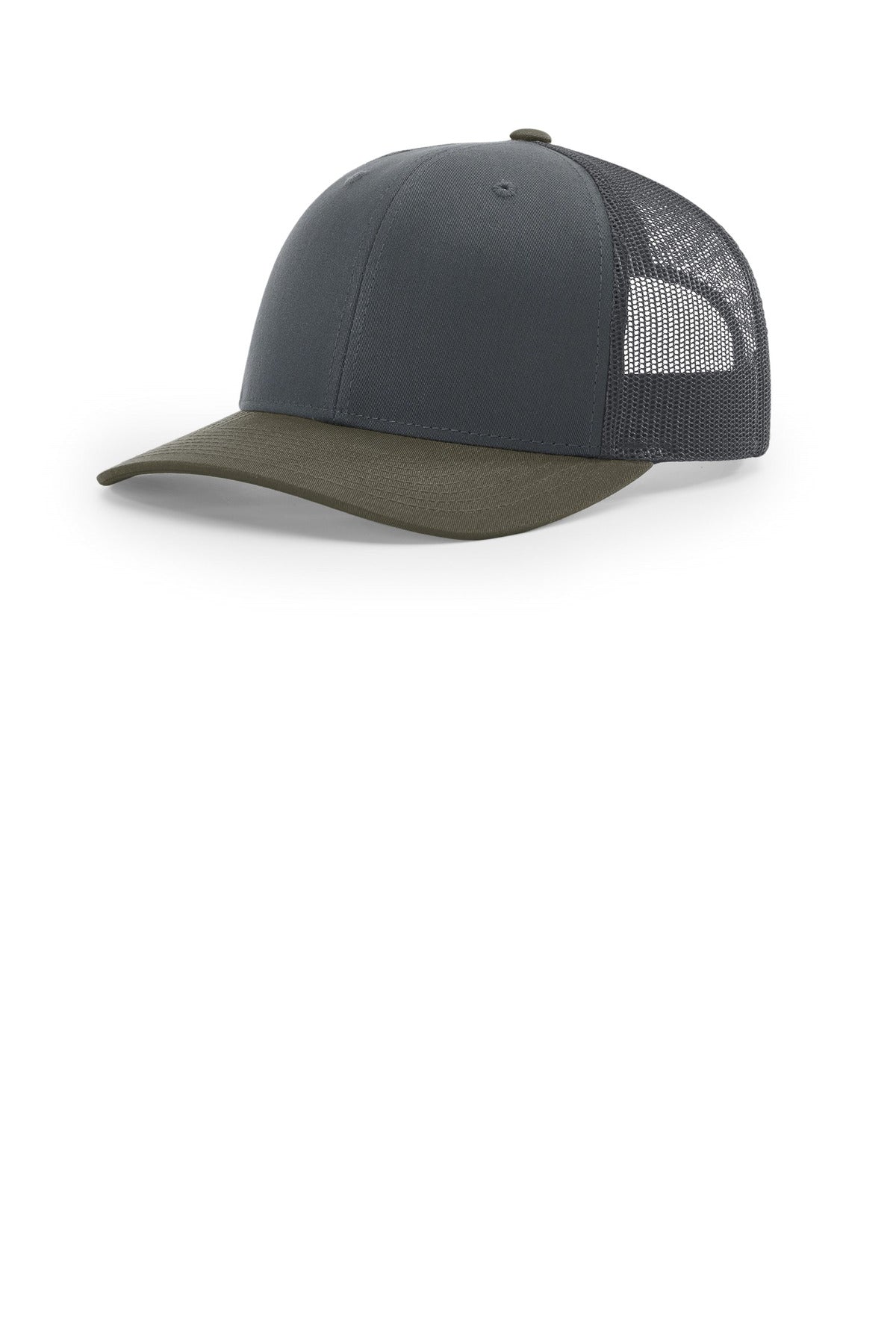 Custom logo Richardson Trucker Cap 112 in Gunmetal/ Gunmetal/ Chocolate Chip