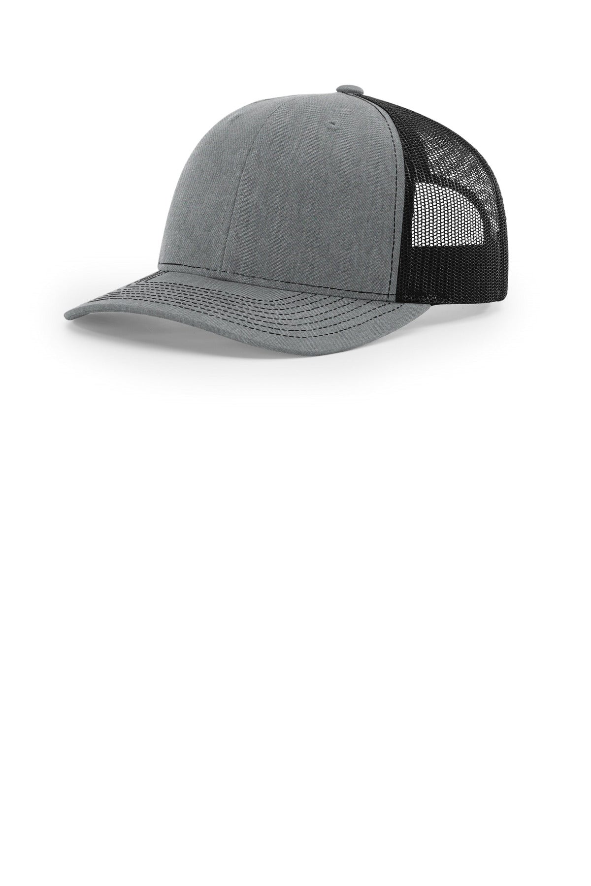 Custom logo Richardson Trucker Cap 112 in Heather Grey/ Black
