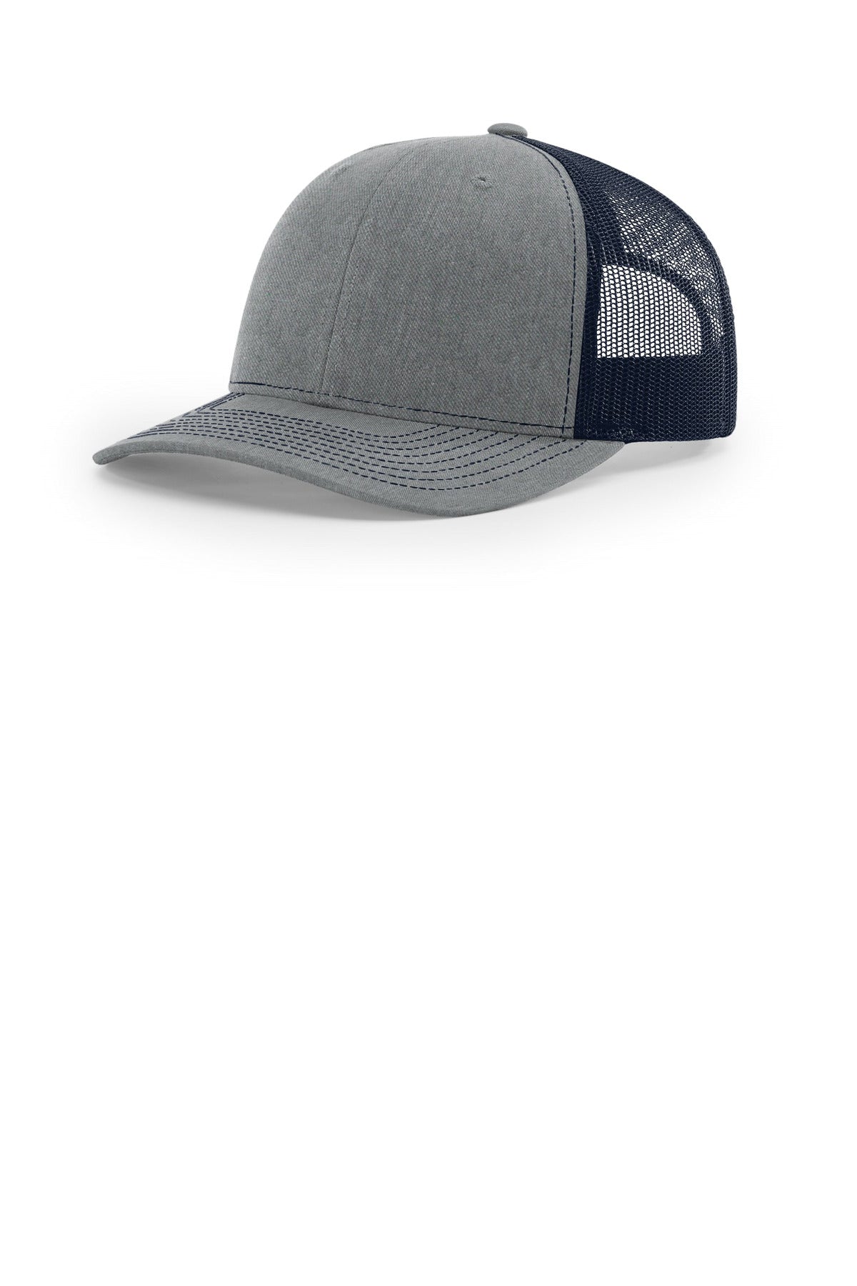 Custom logo Richardson Trucker Cap 112 in Heather Grey/ Navy