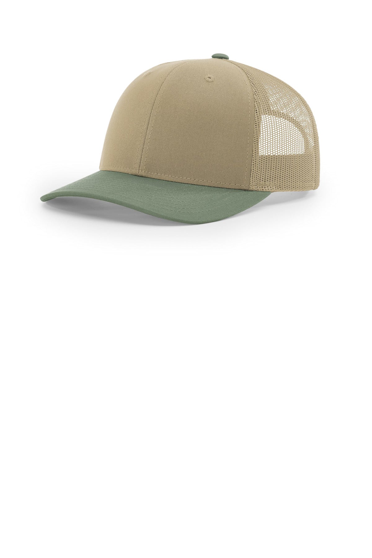 Custom logo Richardson Trucker Cap 112 in Khaki/ Khaki/ Loden