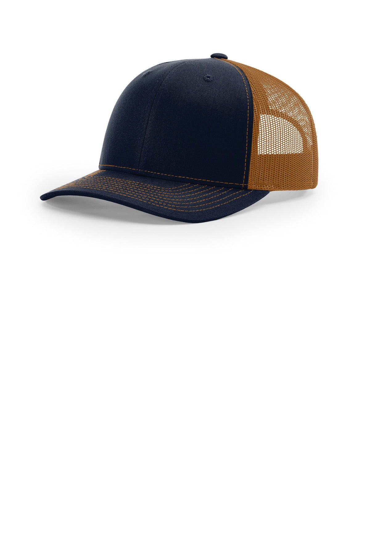 Custom logo Richardson Trucker Cap 112 in Navy/ Caramel