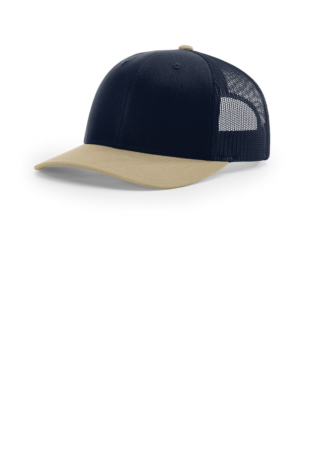 Custom logo Richardson Trucker Cap 112 in Navy/ Navy/ Khaki