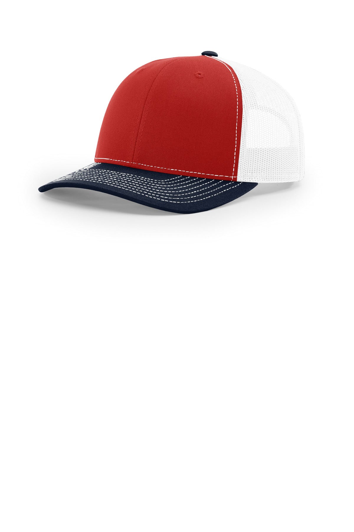 Custom logo Richardson Trucker Cap 112 in Red/ White/ Navy