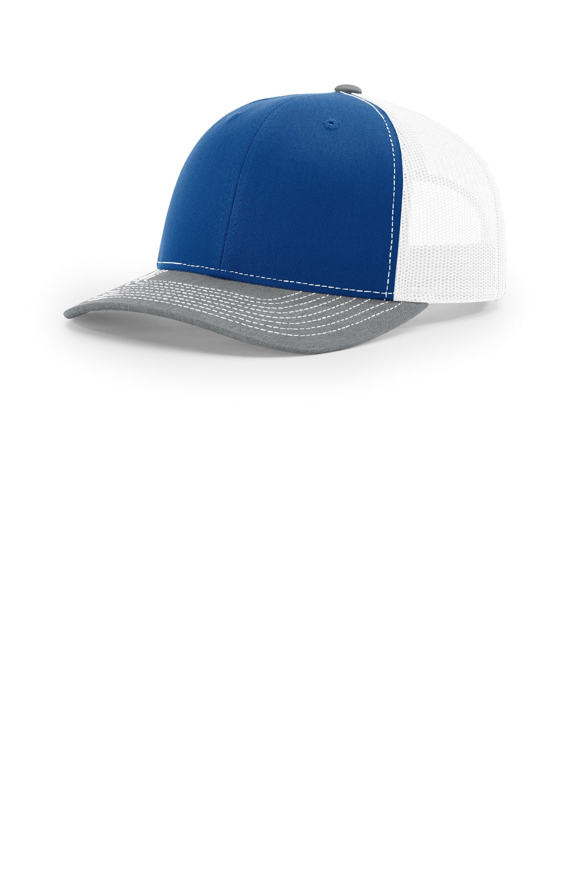 Custom logo Richardson Trucker Cap 112 in Royal/ White/ Heather Grey