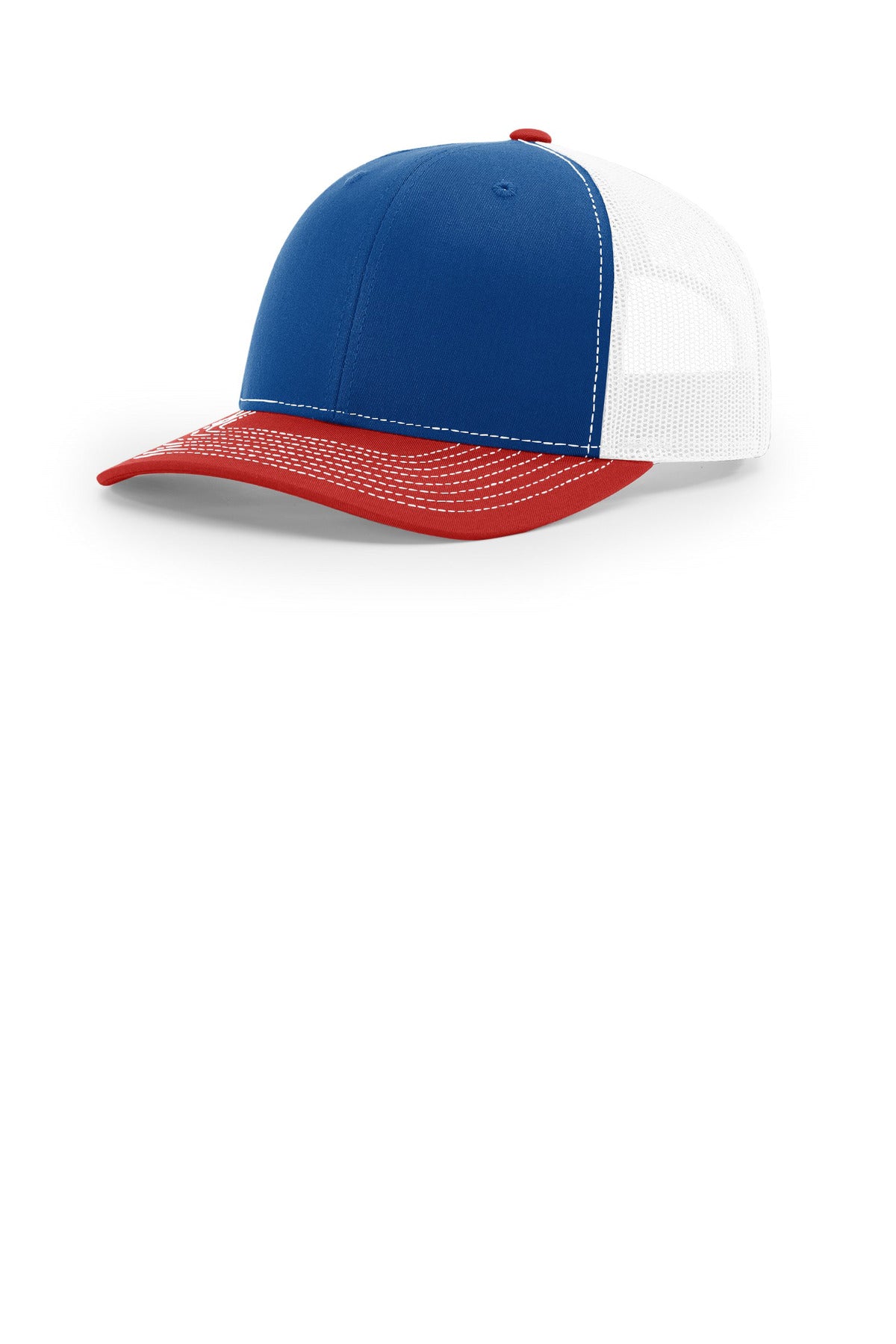 Custom logo Richardson Trucker Cap 112 in Royal/ White/ Red