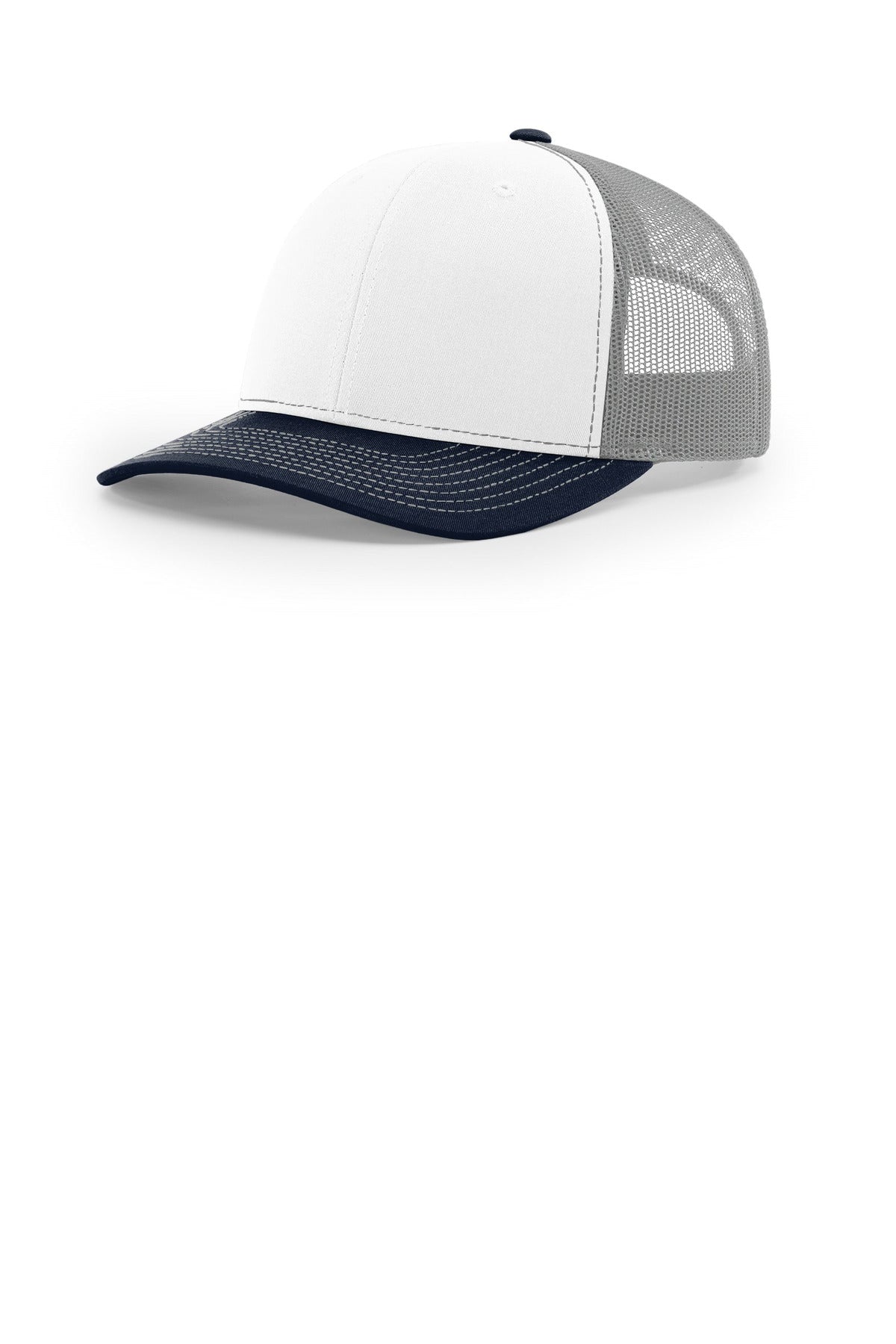 Custom logo Richardson Trucker Cap 112 in White/ Aluminum/ Navy