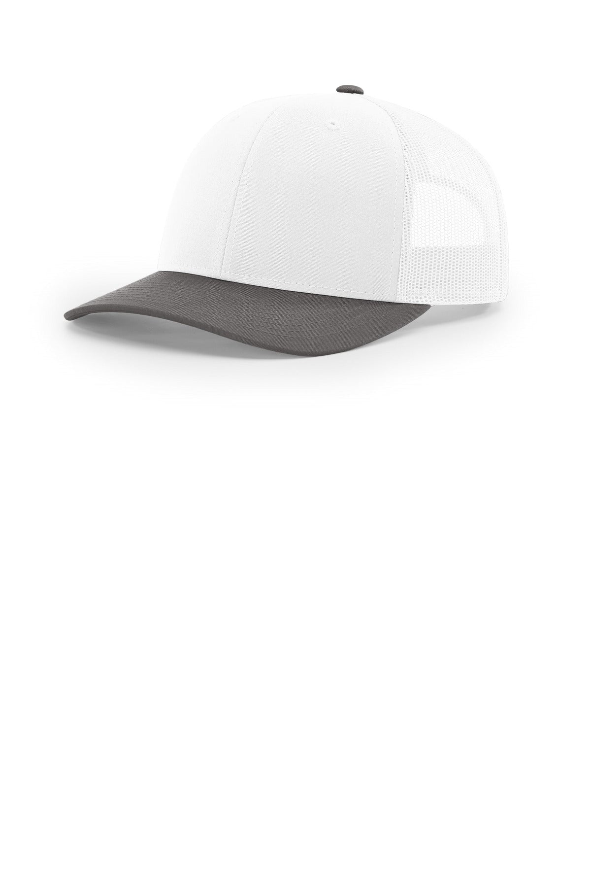 Custom logo Richardson Trucker Cap 112 in White/ White/ Charcoal