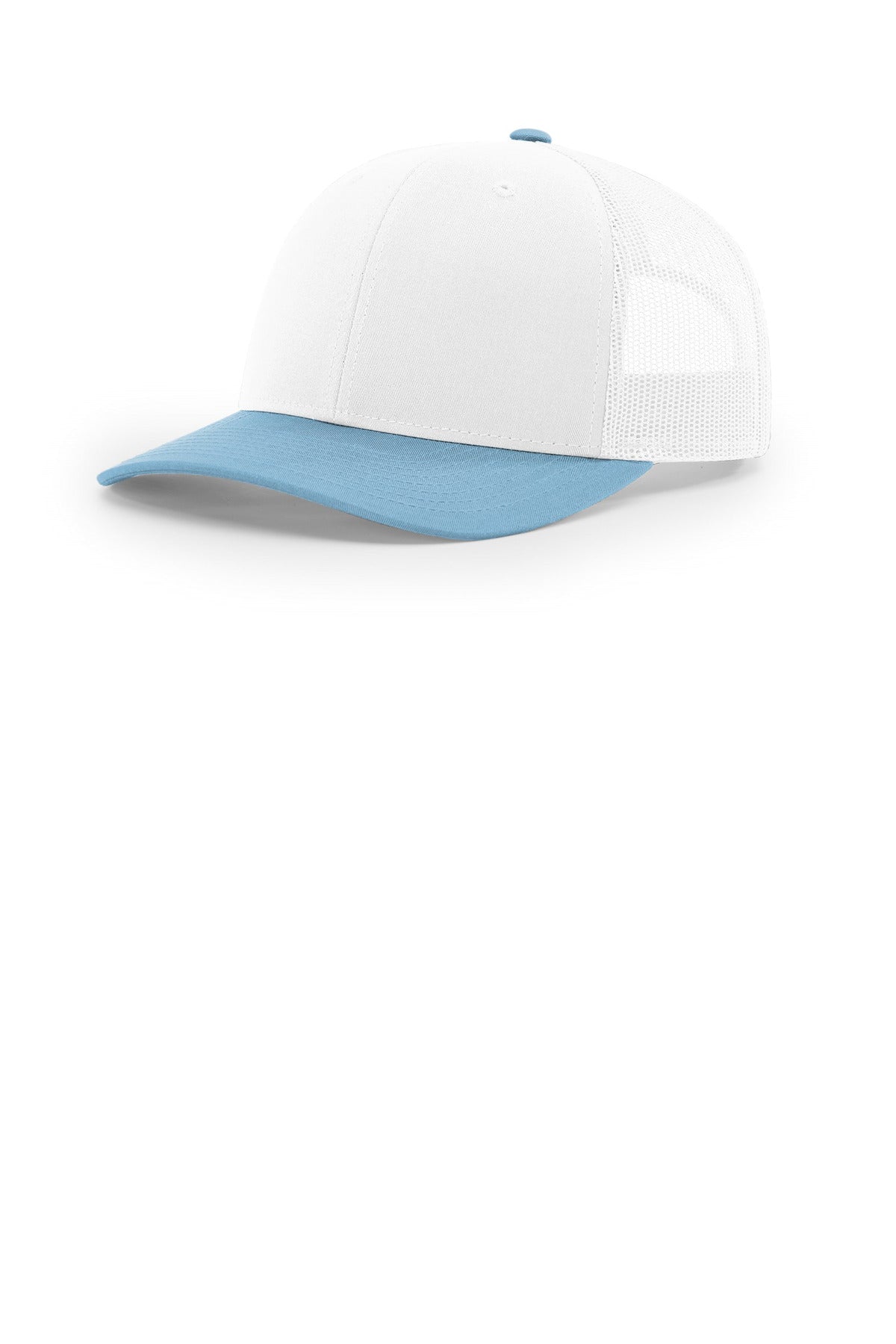 Custom logo Richardson Trucker Cap 112 in White/ White/ Columbia Blue