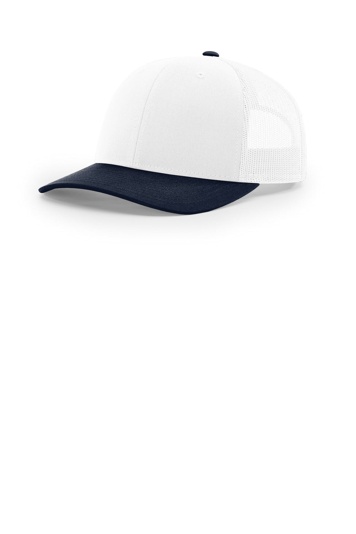 Custom logo Richardson Trucker Cap 112 in White/ White/ Navy