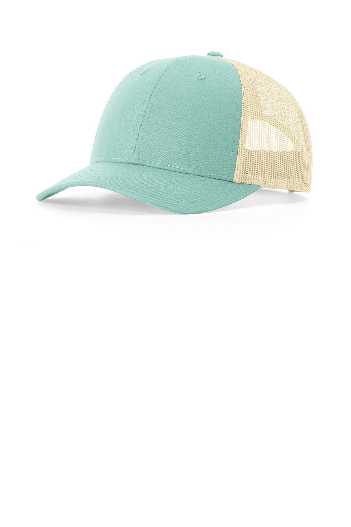 Custom logo Richardson Low Pro Trucker 115 in Aruba Blue/ Birch