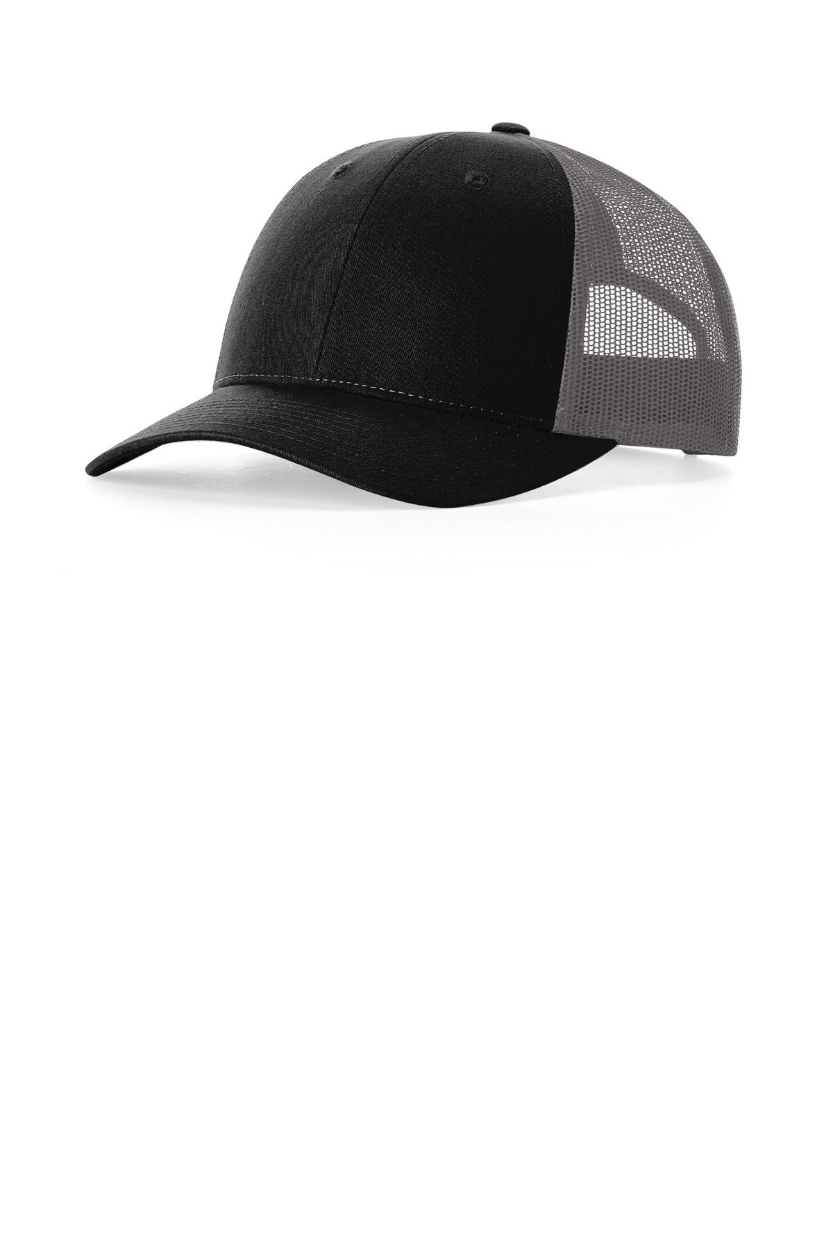 Custom logo Richardson Low Pro Trucker 115 in Black/ Charcoal