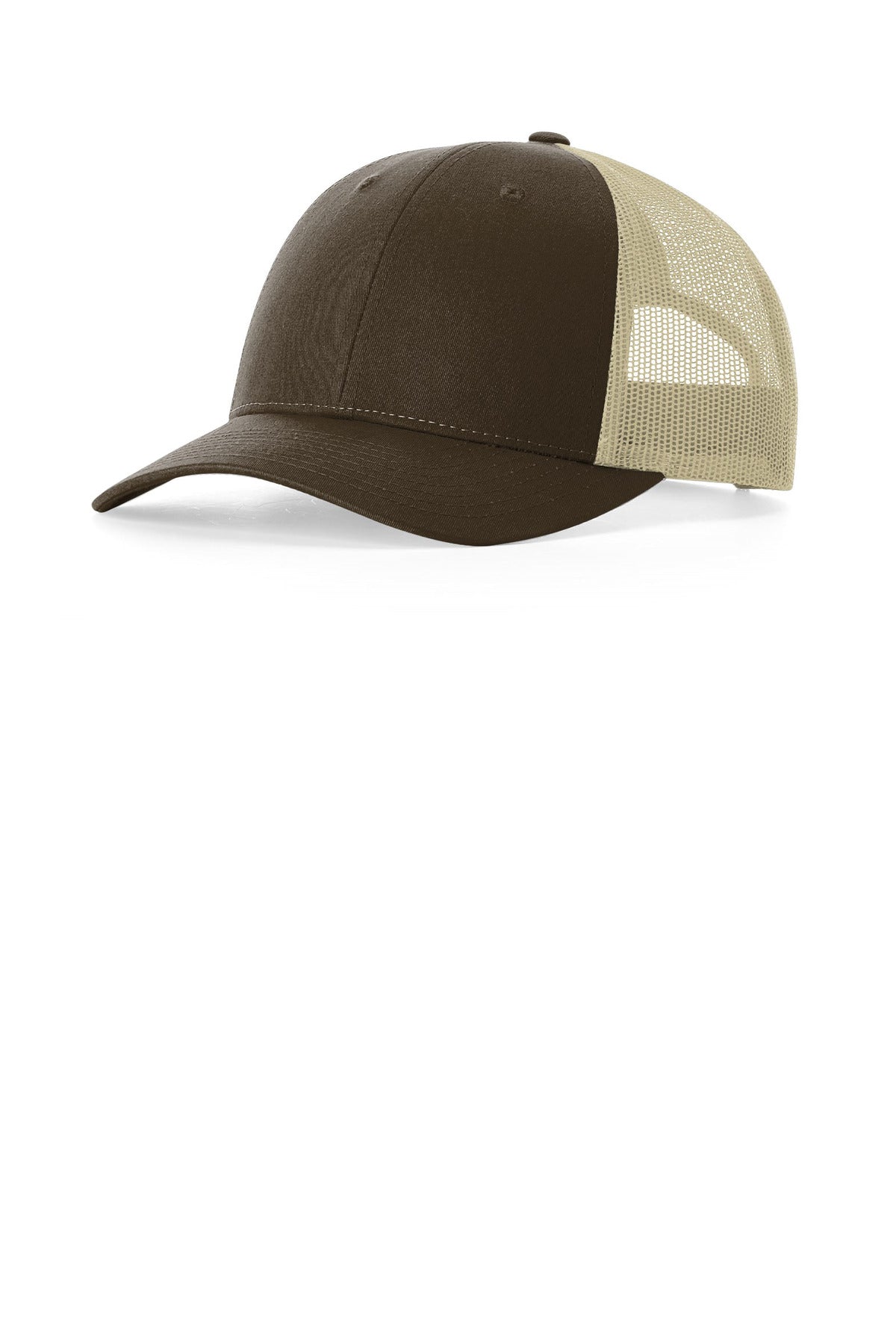 Custom logo Richardson Low Pro Trucker 115 in Brown/ Khaki