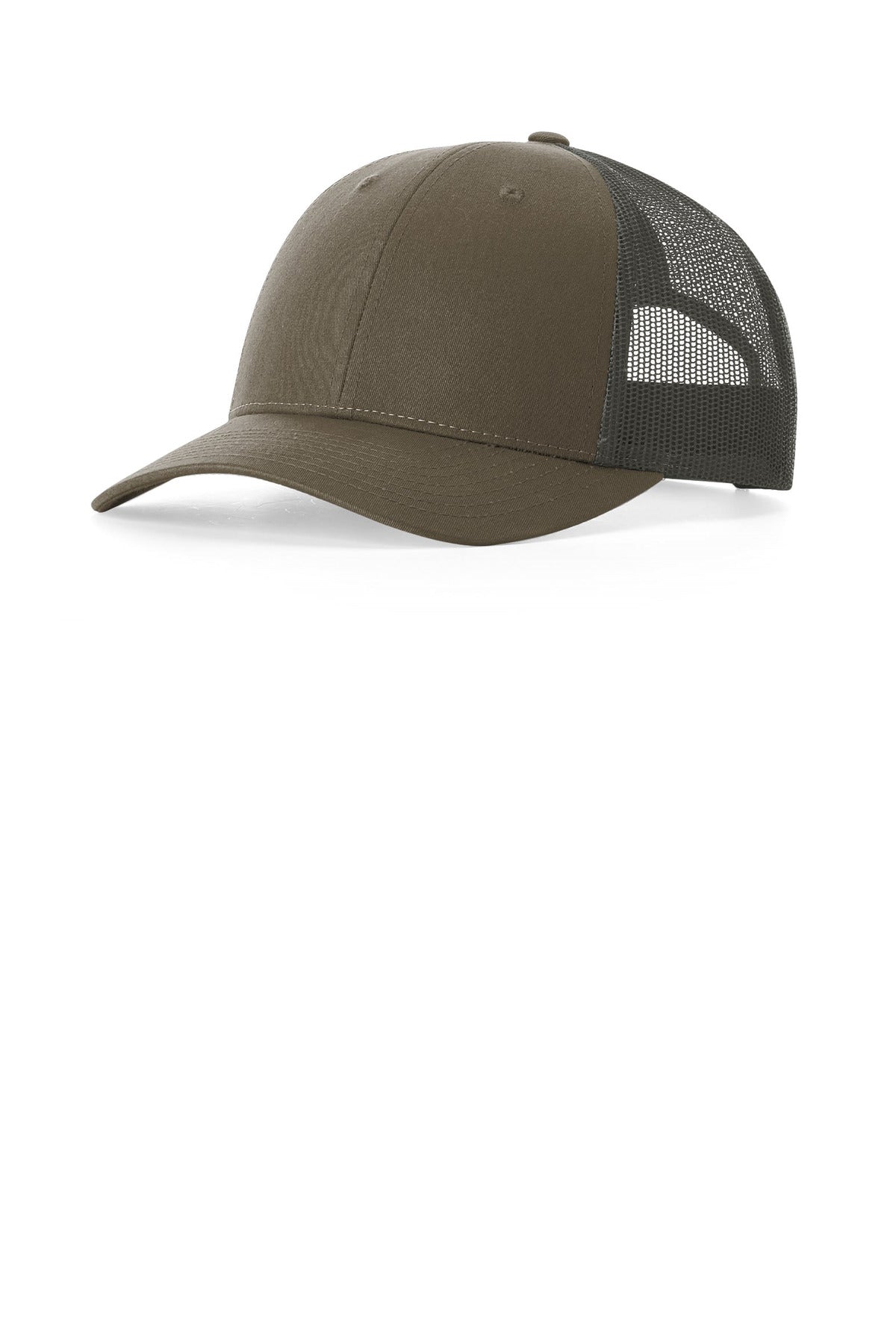 Custom logo Richardson Low Pro Trucker 115 in Chocolate Chip/ Grey Brown