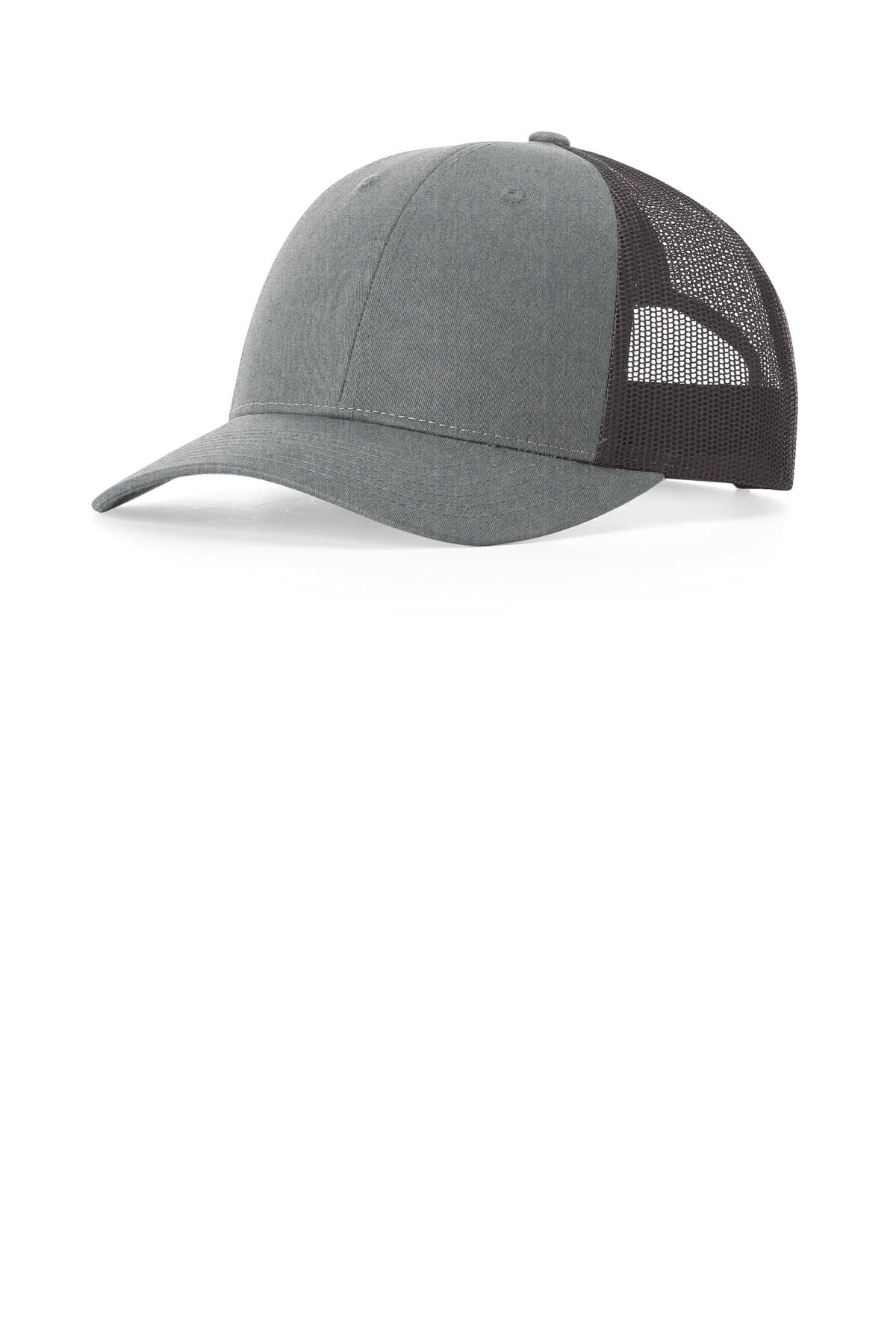 Custom logo Richardson Low Pro Trucker 115 in Heather Grey/ Dark Charcoal