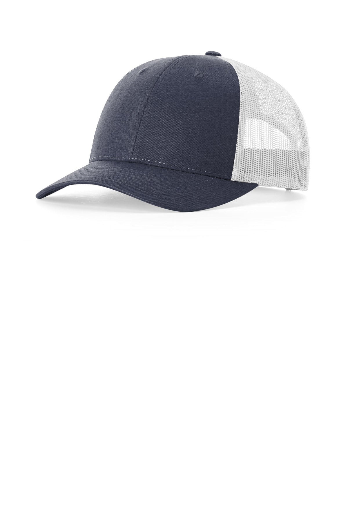 Custom logo Richardson Low Pro Trucker 115 in Navy Heather/ Light Grey