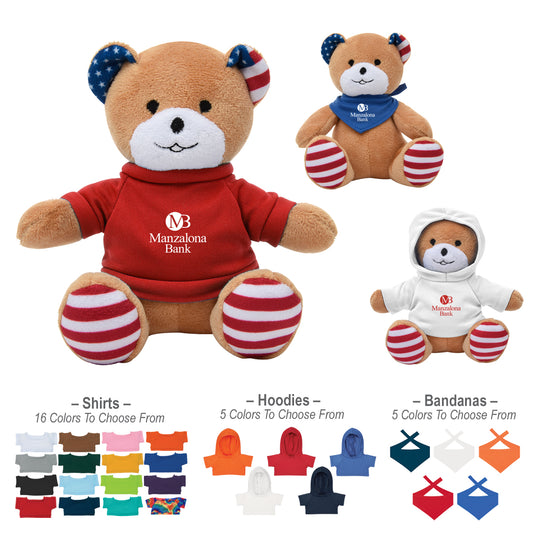 Custom logo 6" Patriotic Bear