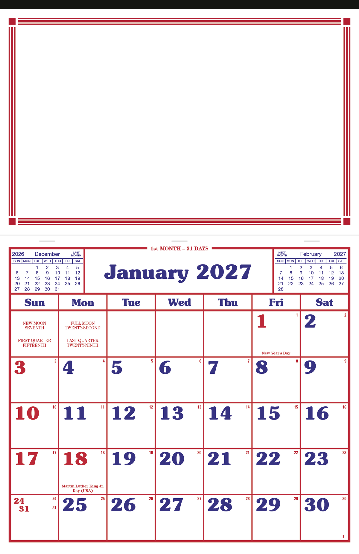 Custom logo Apron Style Calendar