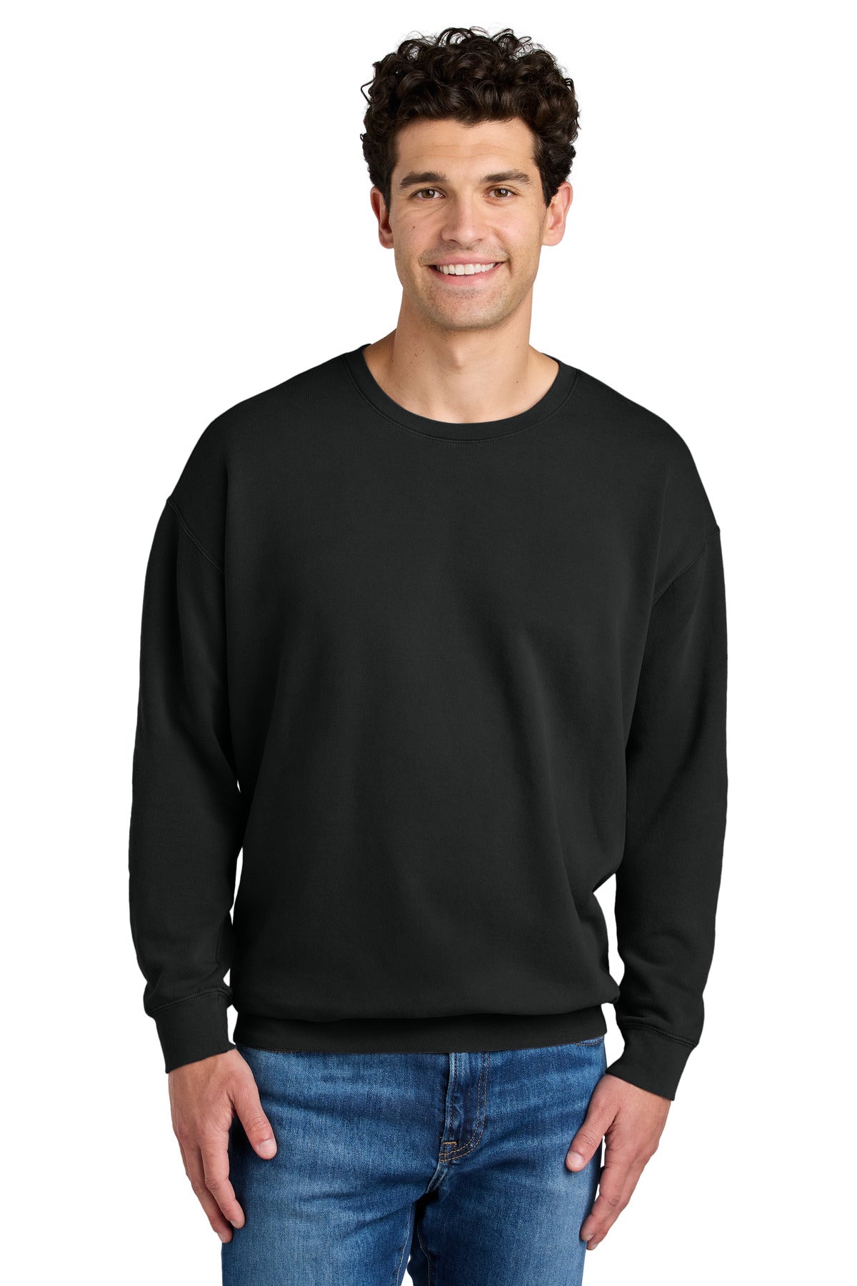 Custom logo Comfort Colors® Lightweight Crewneck Sweatshirt 1466 in Black