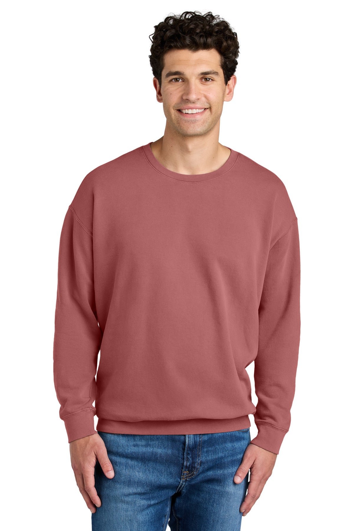 Custom logo Comfort Colors® Lightweight Crewneck Sweatshirt 1466 in Crimson