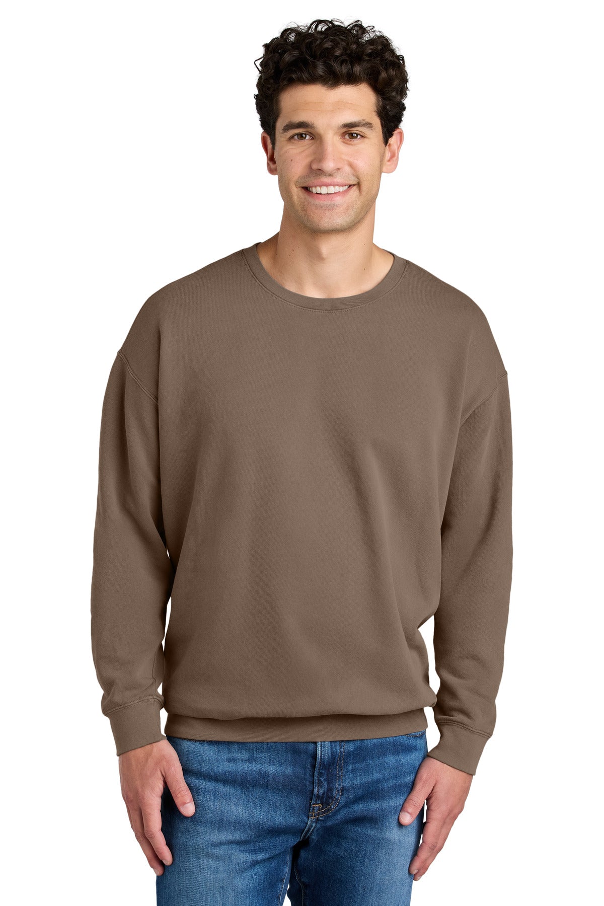 Custom logo Comfort Colors® Lightweight Crewneck Sweatshirt 1466 in Espresso