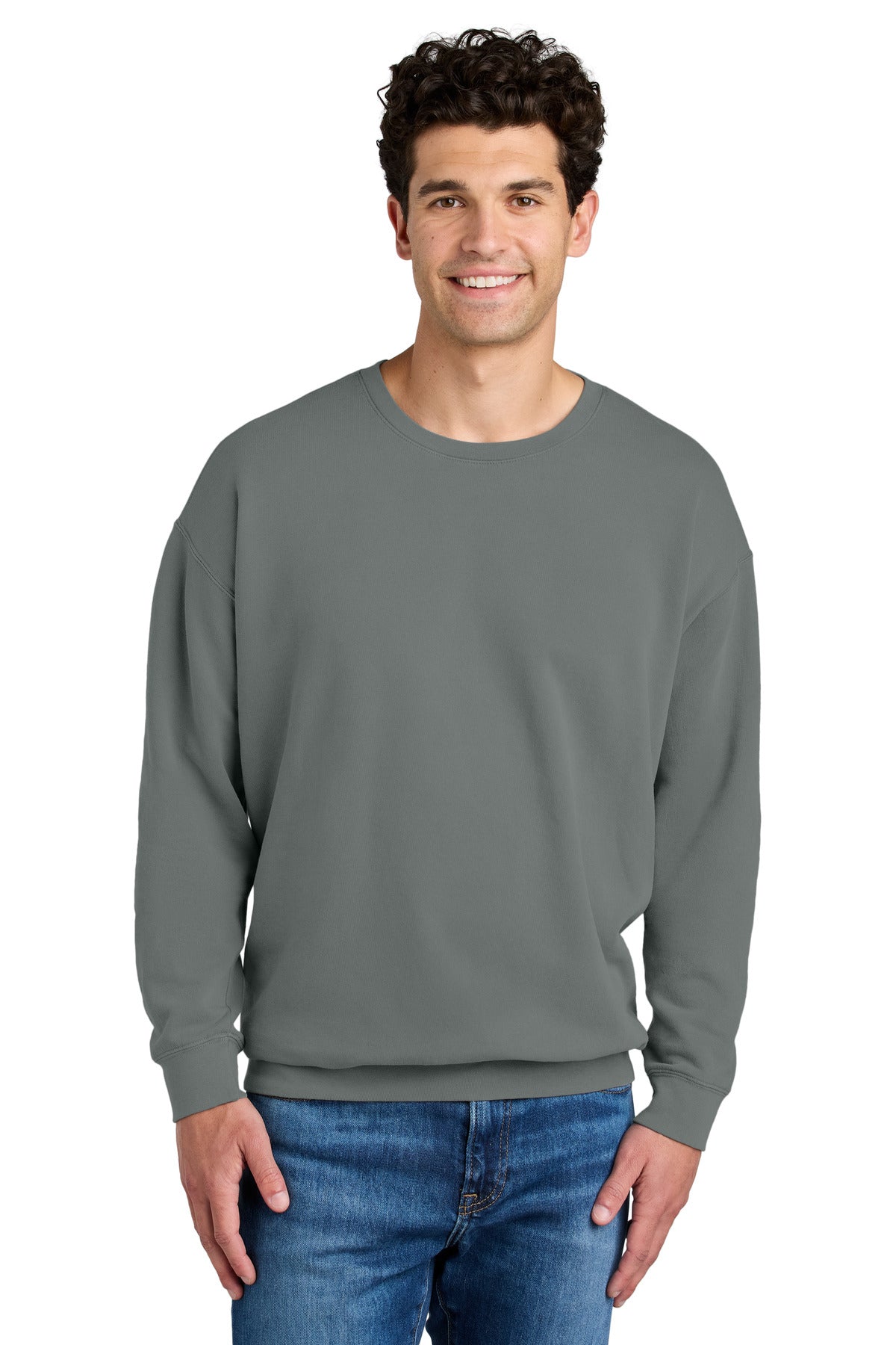 Custom logo Comfort Colors® Lightweight Crewneck Sweatshirt 1466 in Grey