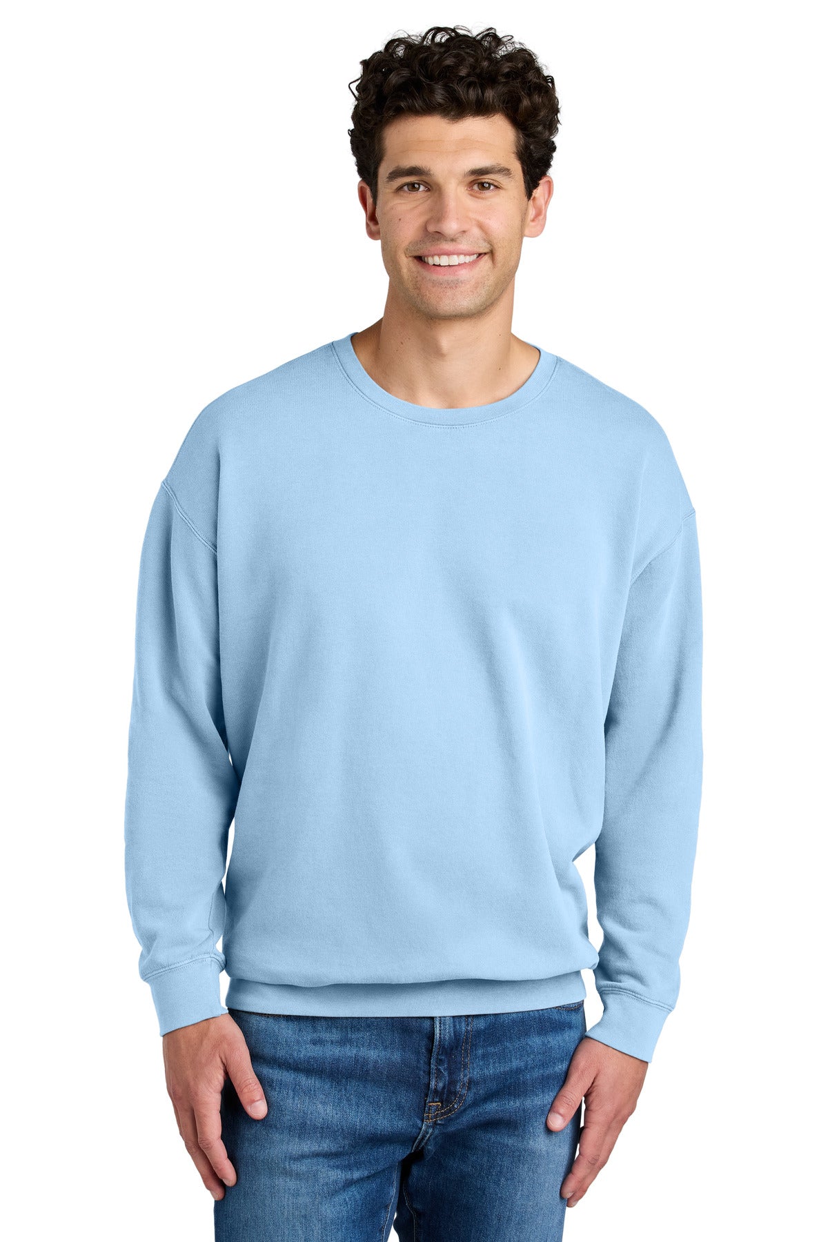 Custom logo Comfort Colors® Lightweight Crewneck Sweatshirt 1466 in Hydrangea