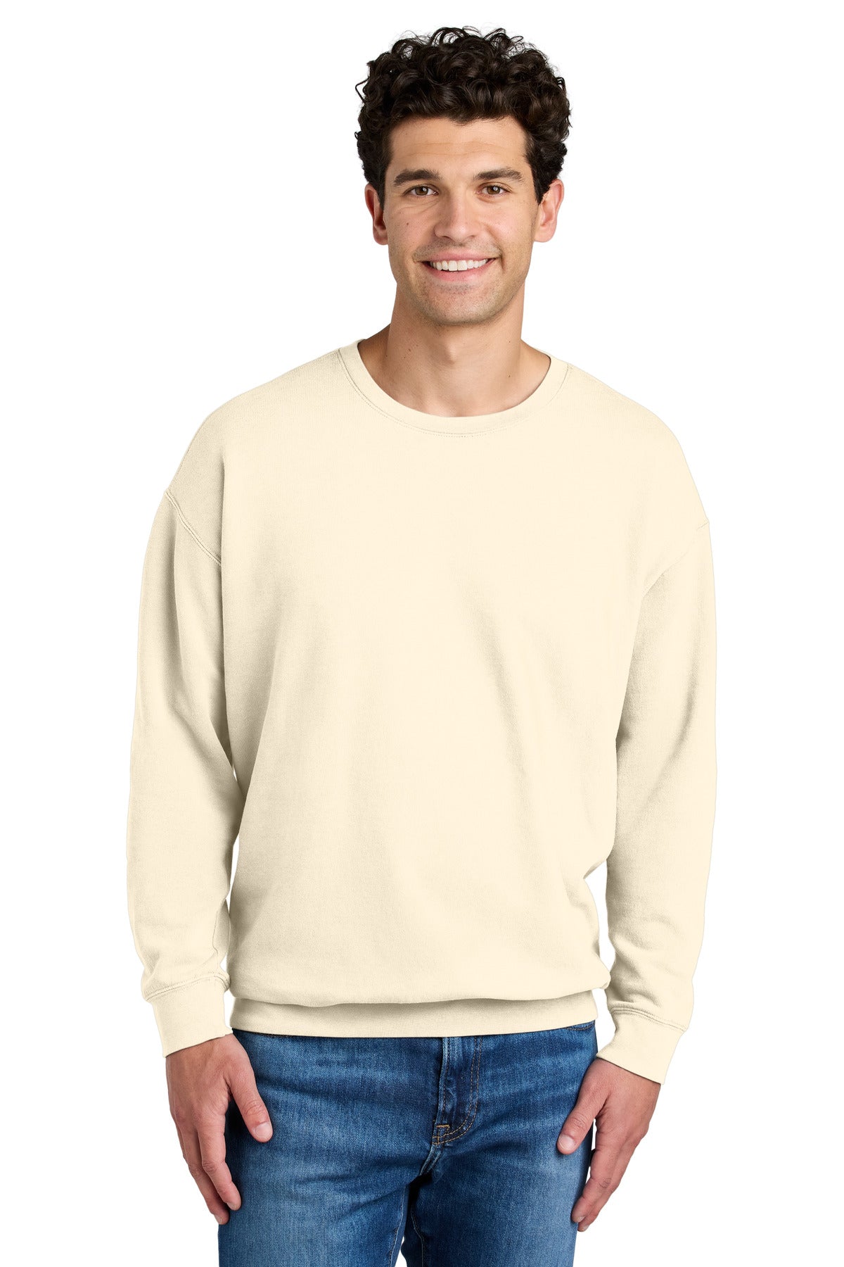 Custom logo Comfort Colors® Lightweight Crewneck Sweatshirt 1466 in Ivory