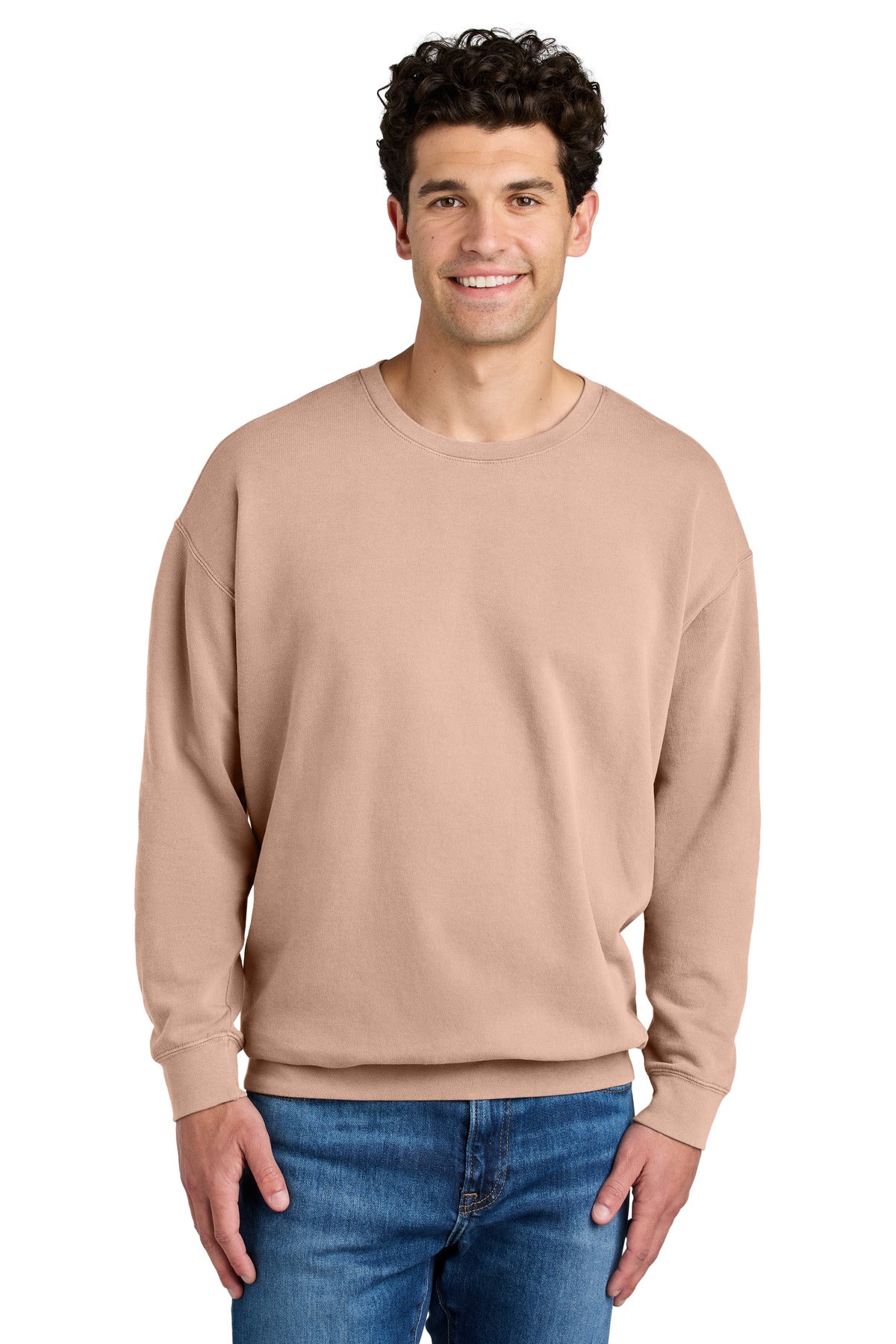 Custom logo Comfort Colors® Lightweight Crewneck Sweatshirt 1466 in Peachy
