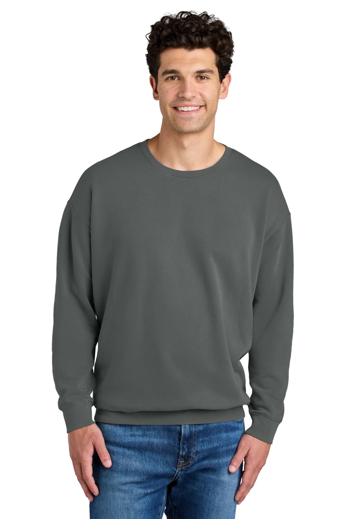Custom logo Comfort Colors® Lightweight Crewneck Sweatshirt 1466 in Pepper