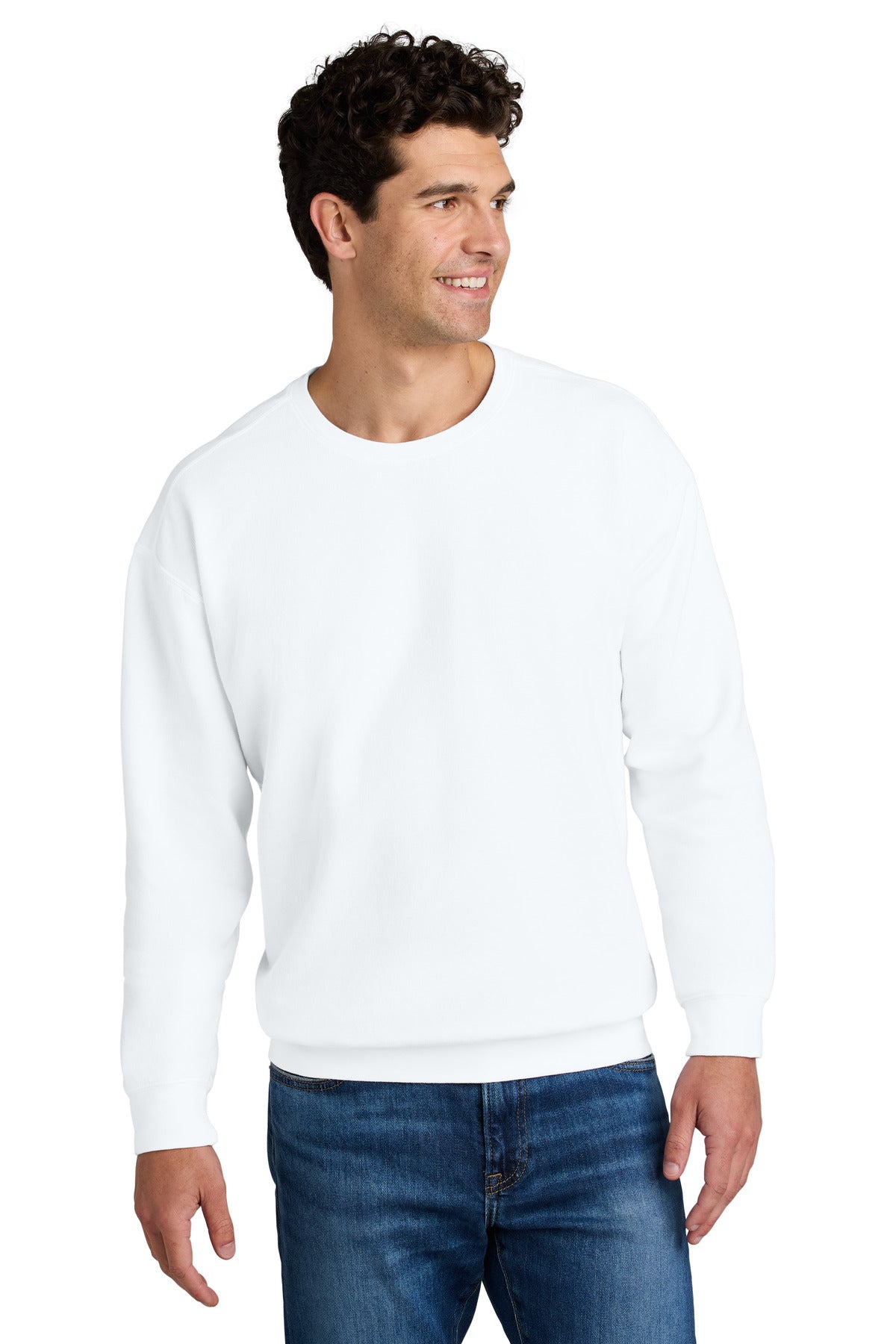 Custom logo Comfort Colors® Lightweight Crewneck Sweatshirt 1466 in White