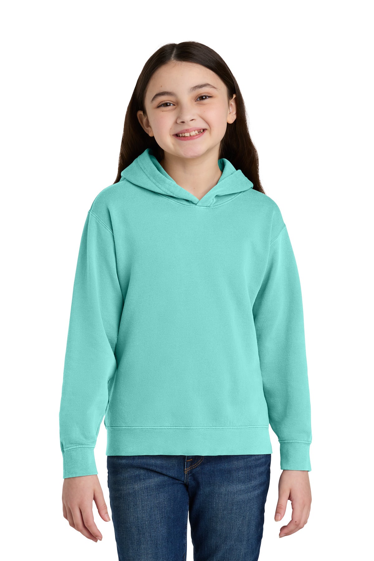 Custom logo Comfort Colors® Youth Lightweight Hooded Sweatshirt 1467Y in Chalky Mint