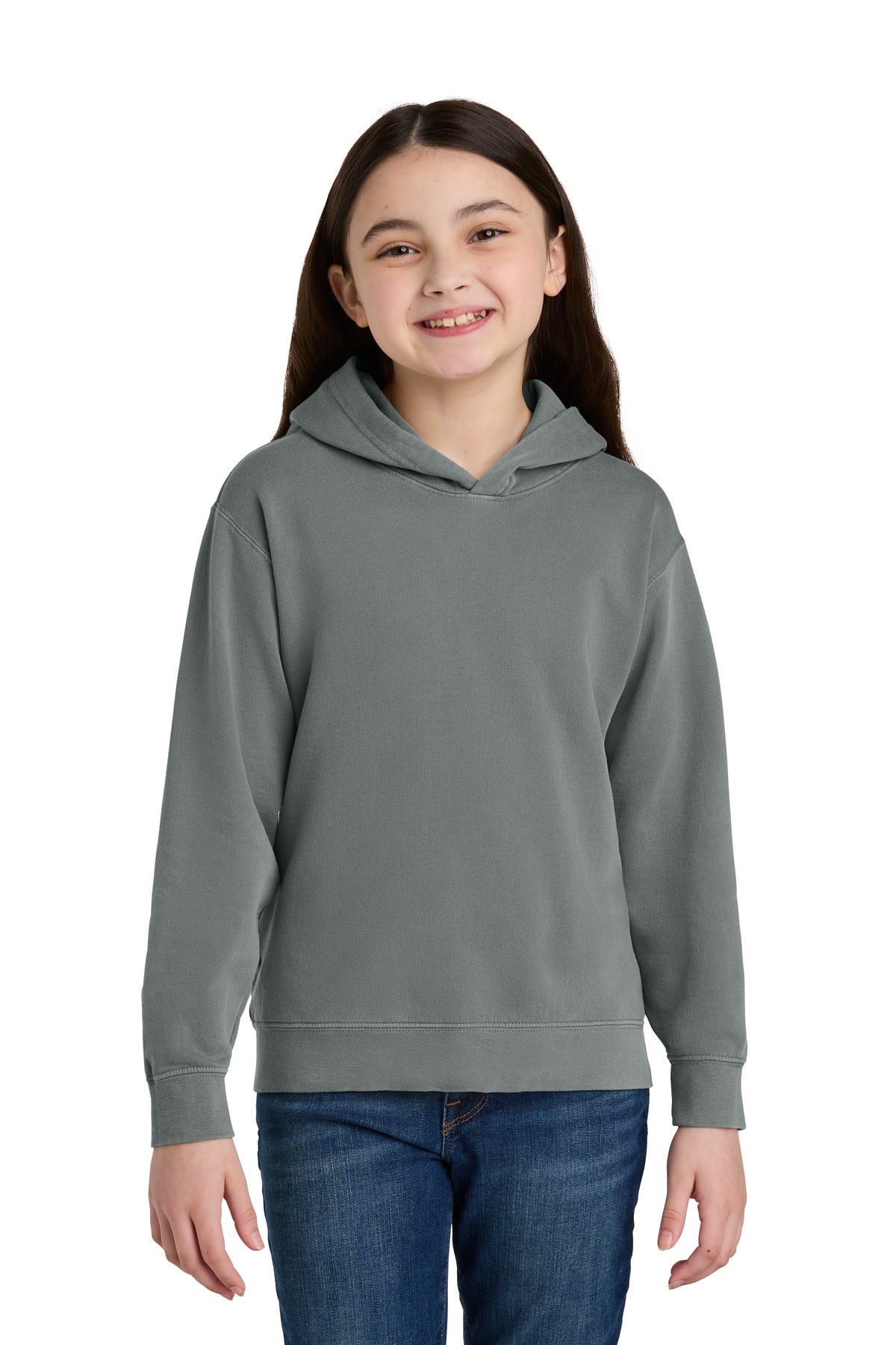Custom logo Comfort Colors® Youth Lightweight Hooded Sweatshirt 1467Y in Grey
